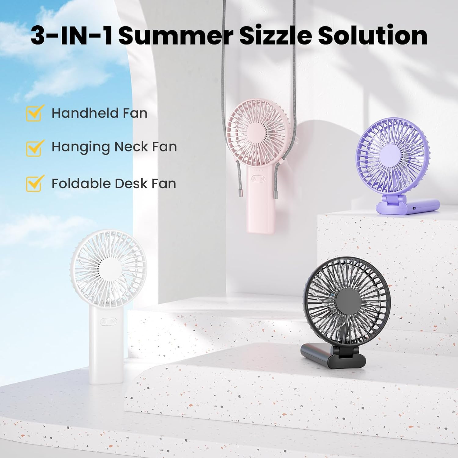 Ultra-Slim & Lightweight Handheld Fan (0.5in,0.3lb), 5 Speeds Portable Hand H…