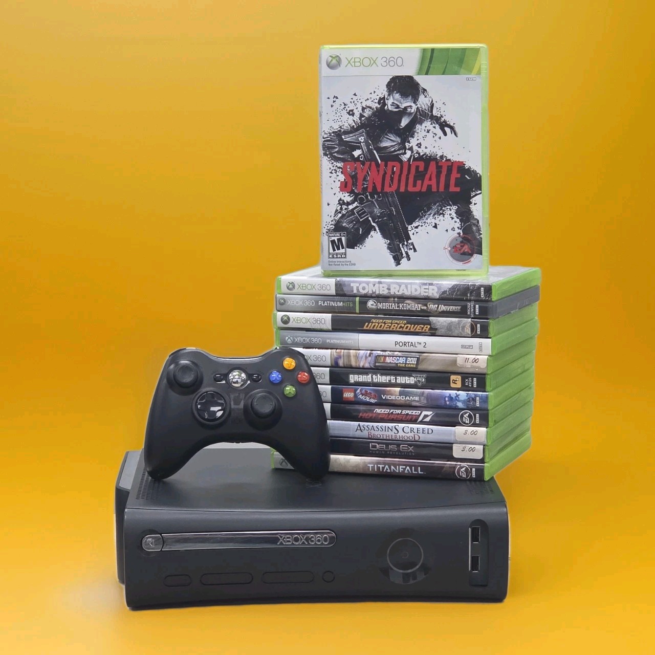 Microsoft Xbox 360 Black Console 120GB Complete W/ 12 Games & New Controller