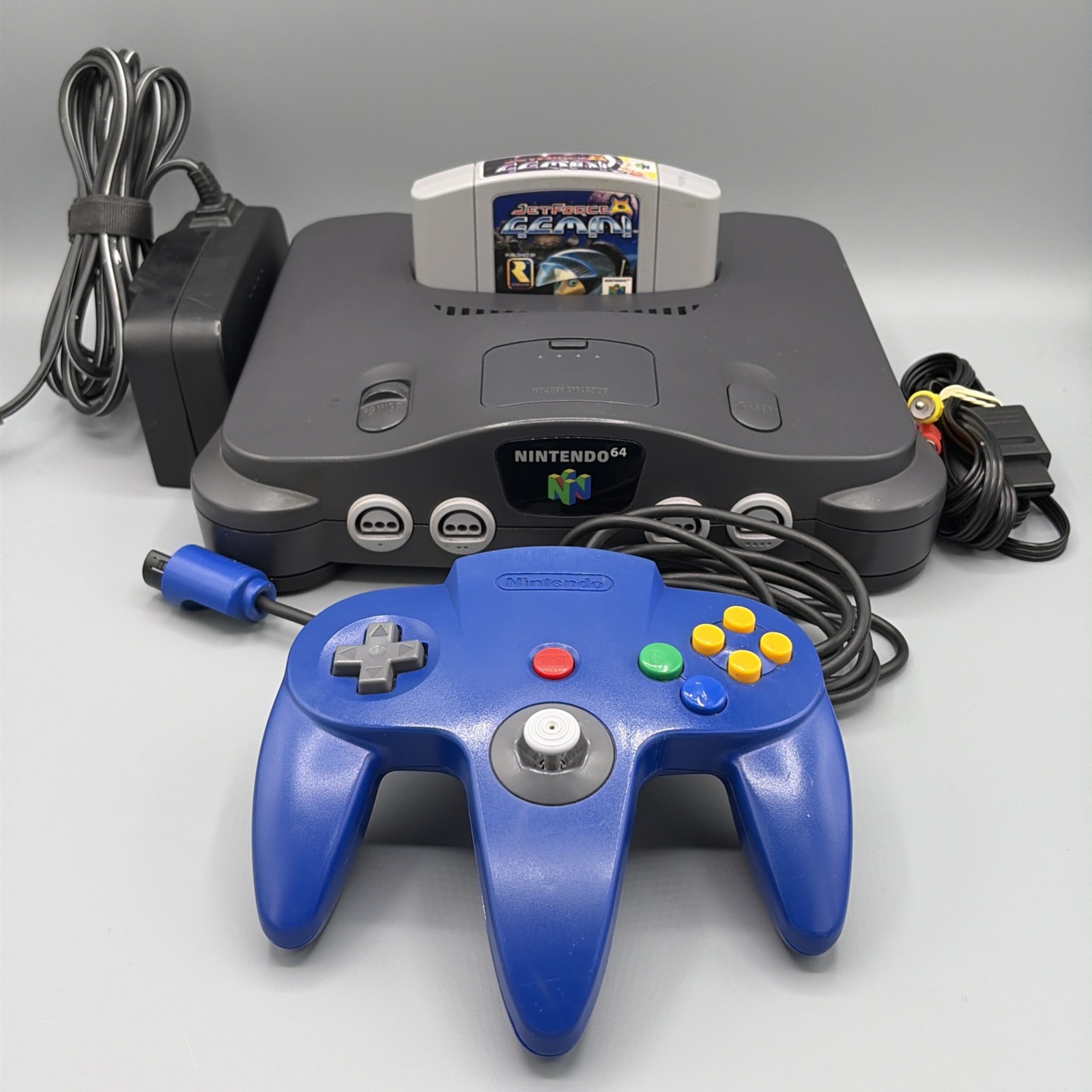 NINTENDO 64 CONSOLE BUNDLE +CABLES+ 1 CONTROLLER +1 GAME -N64 NUS-001 TESTED✅