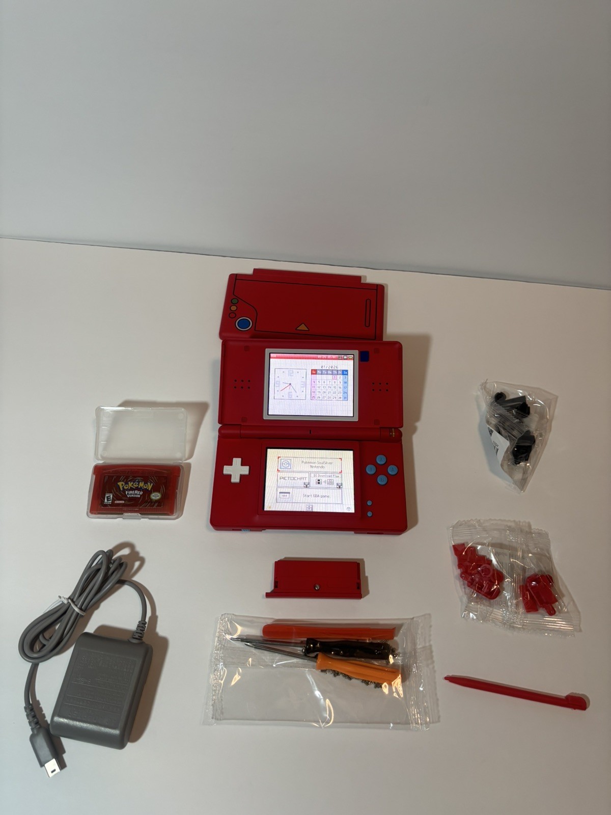 Nintendo DS Lite Pokedex With Charger and Pokemon firered