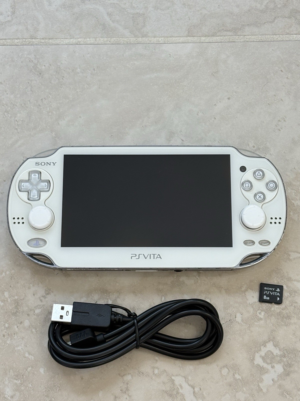 Sony PlayStation Vita White Handheld System – w/ 8GB Memory Card Read Desc