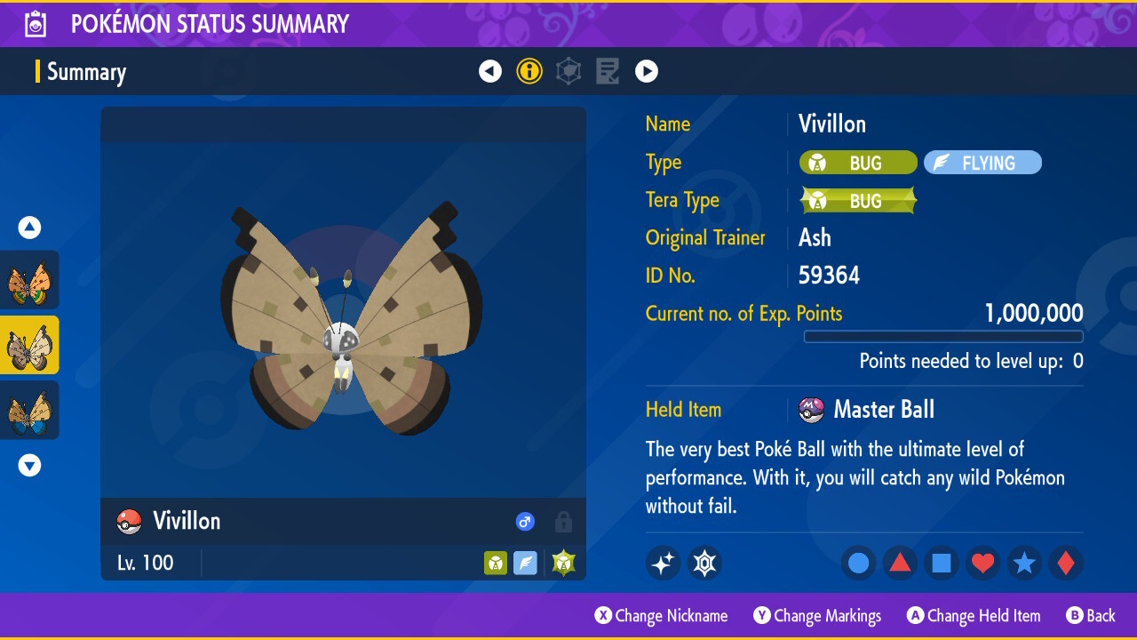 Vivillon All Forms 6iv 🌟 Shiny 🌟 & Non Shiny Pokemon Scarlet and Violet Home