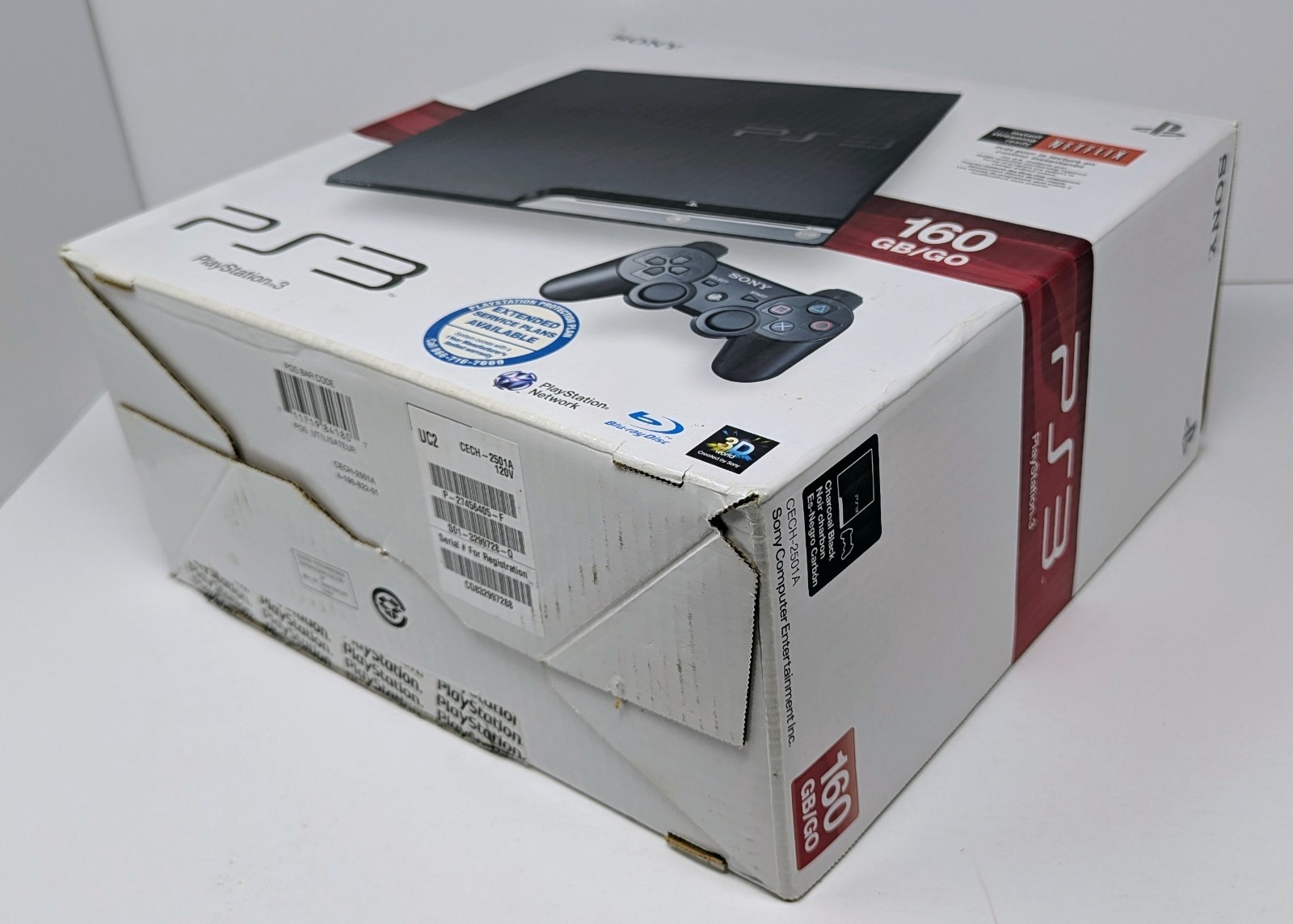 PlayStation 3 PS3 Slim 160GB Console CECH-2501A Bundle w/ Box & 3 Games!