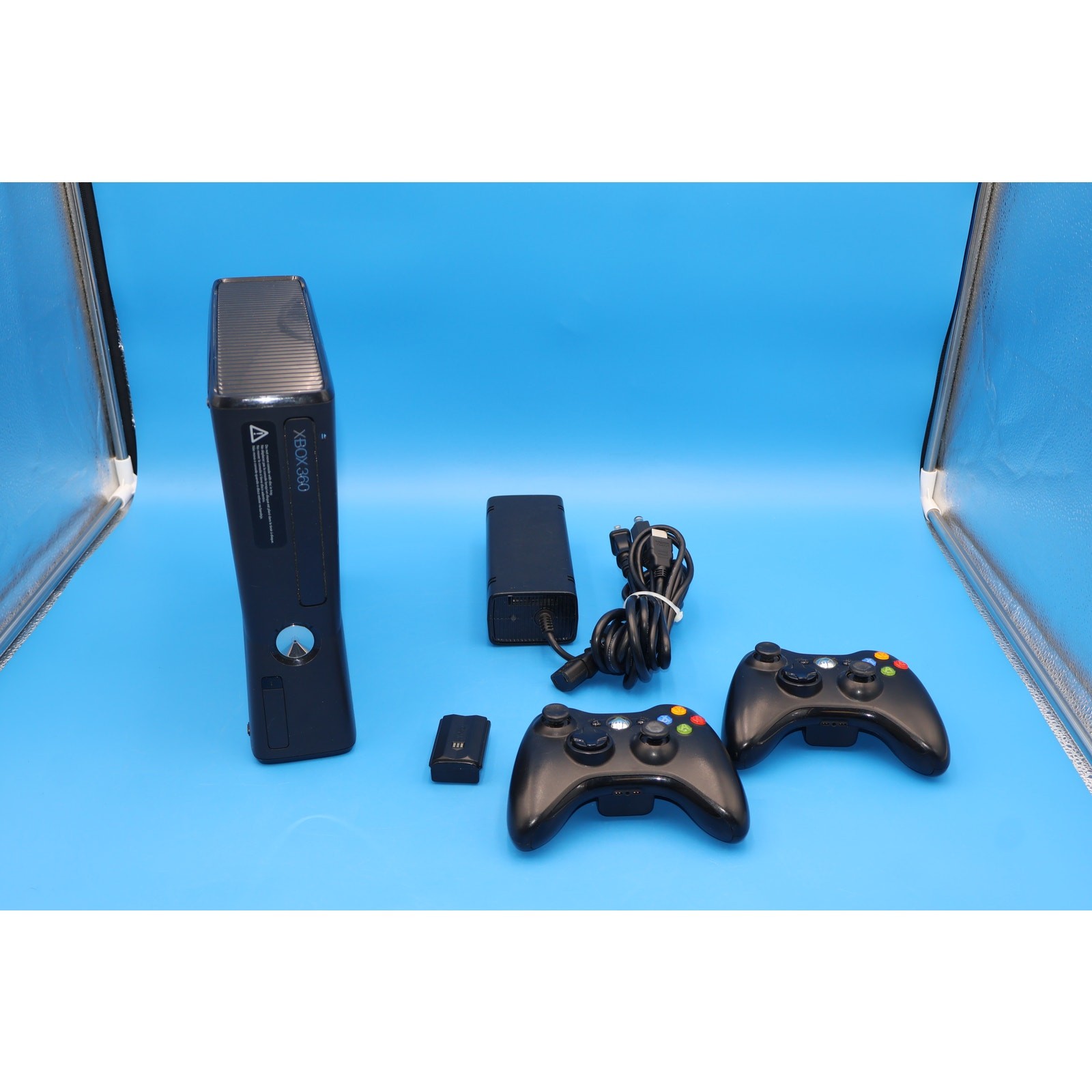 Microsoft Xbox 360 S Slim 250GB Console Model 1439 Bundle w/ 2 Controllers HDMI