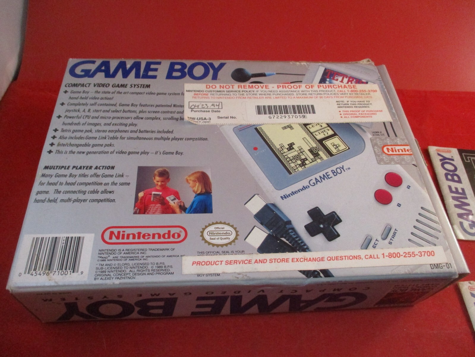Original Nintendo Game Boy Console System Near Complete w/ Box manual Tetris