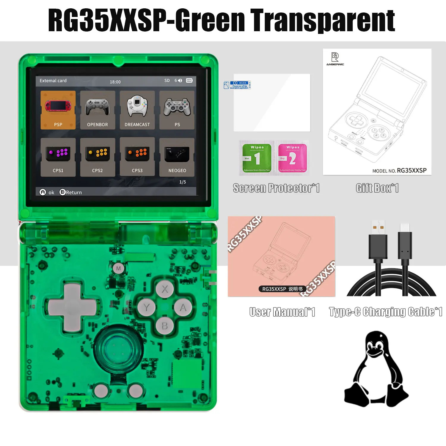 RG35XXSP Flip Handheld Game Console 3.5 Inch IPS 64GB Linux TV Output
