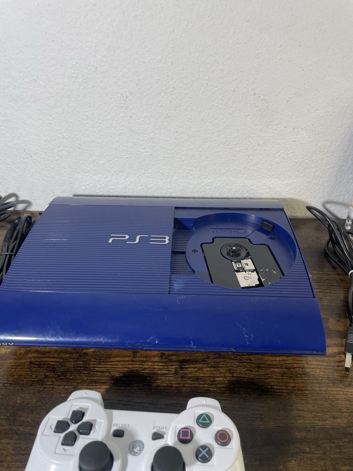 Sony PlayStation 3 PS3 Super Slim 250GB Blue CECH-4201B Bundle Controller TESTED