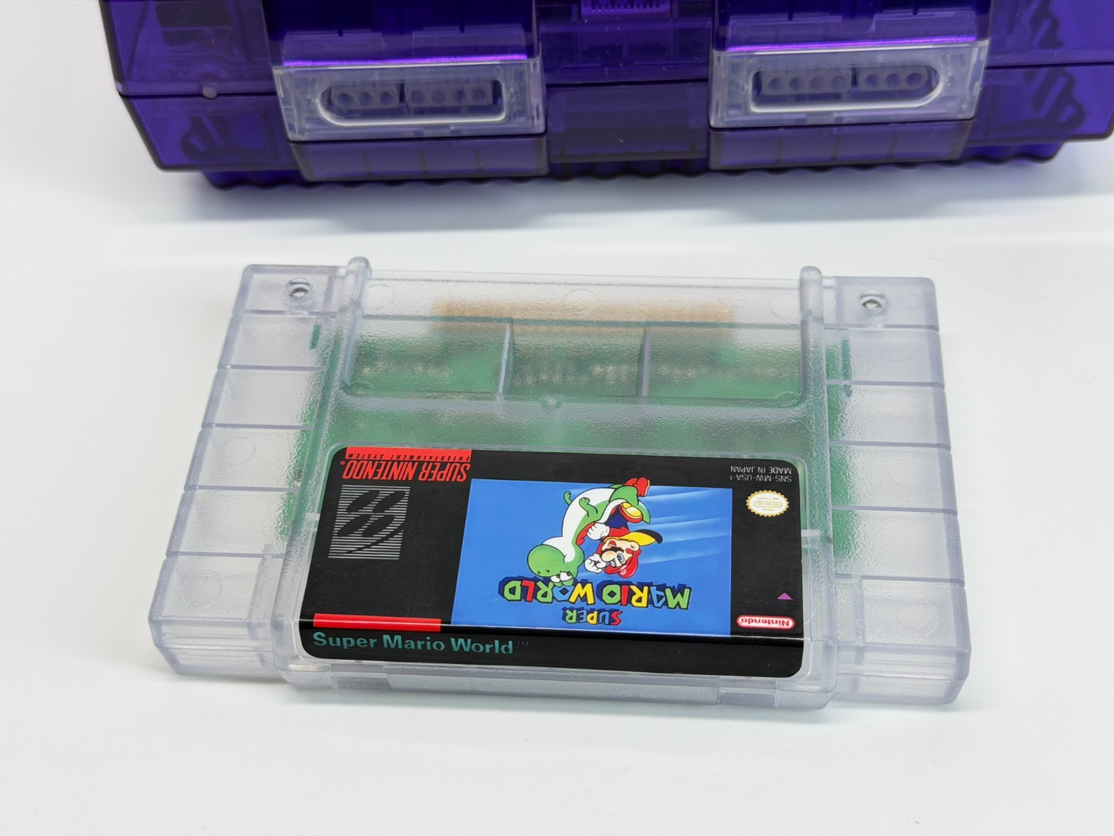 Super Nintendo – New Clear Purple Shell – System Bundle w/Super Mario World