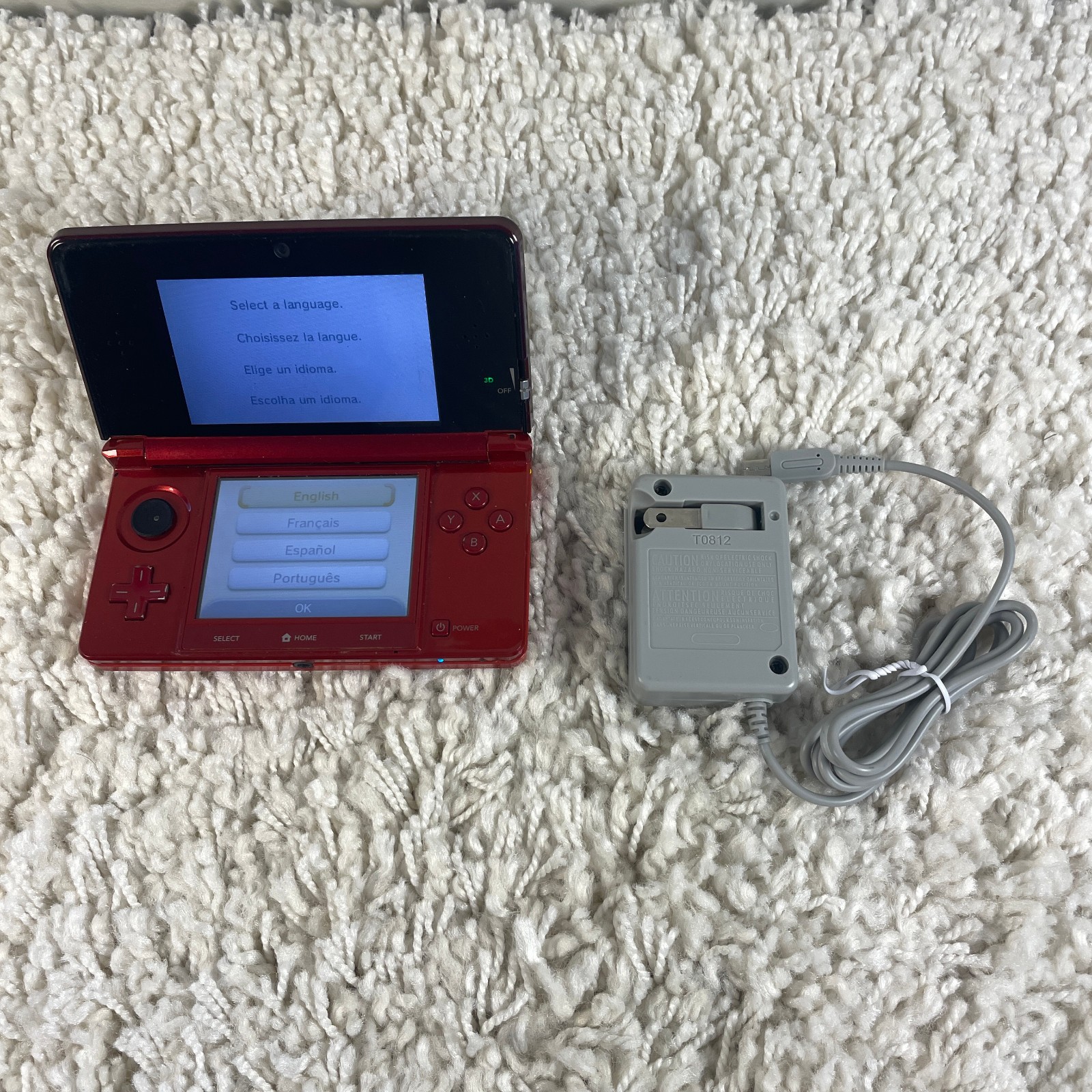 Nintendo 3DS Flame Red Handheld Console System CTR-001 Tested