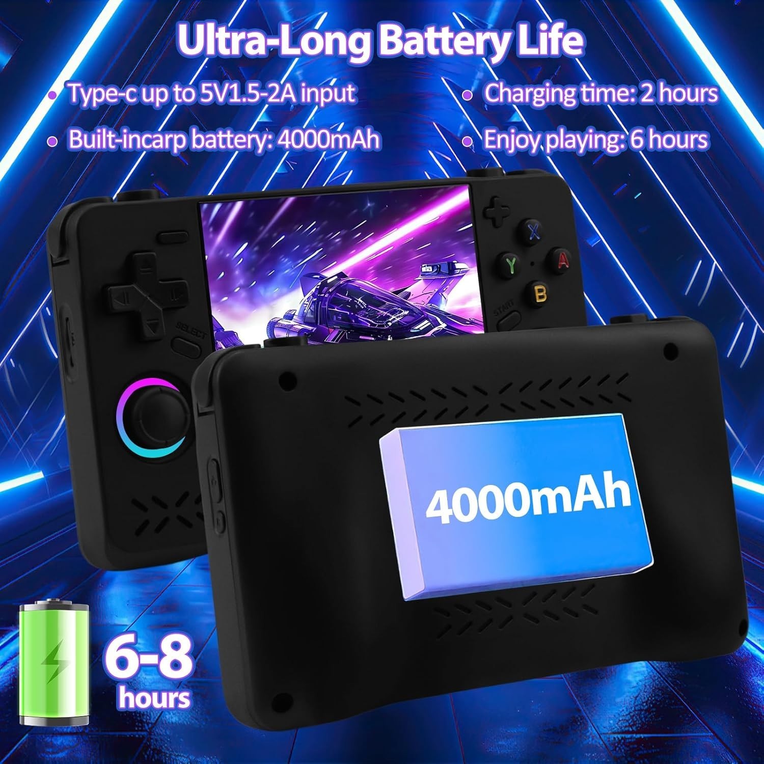 Upgraded XF40H Handheld Game Console 4K 4.0 Inch Open Source Linux System 128GB