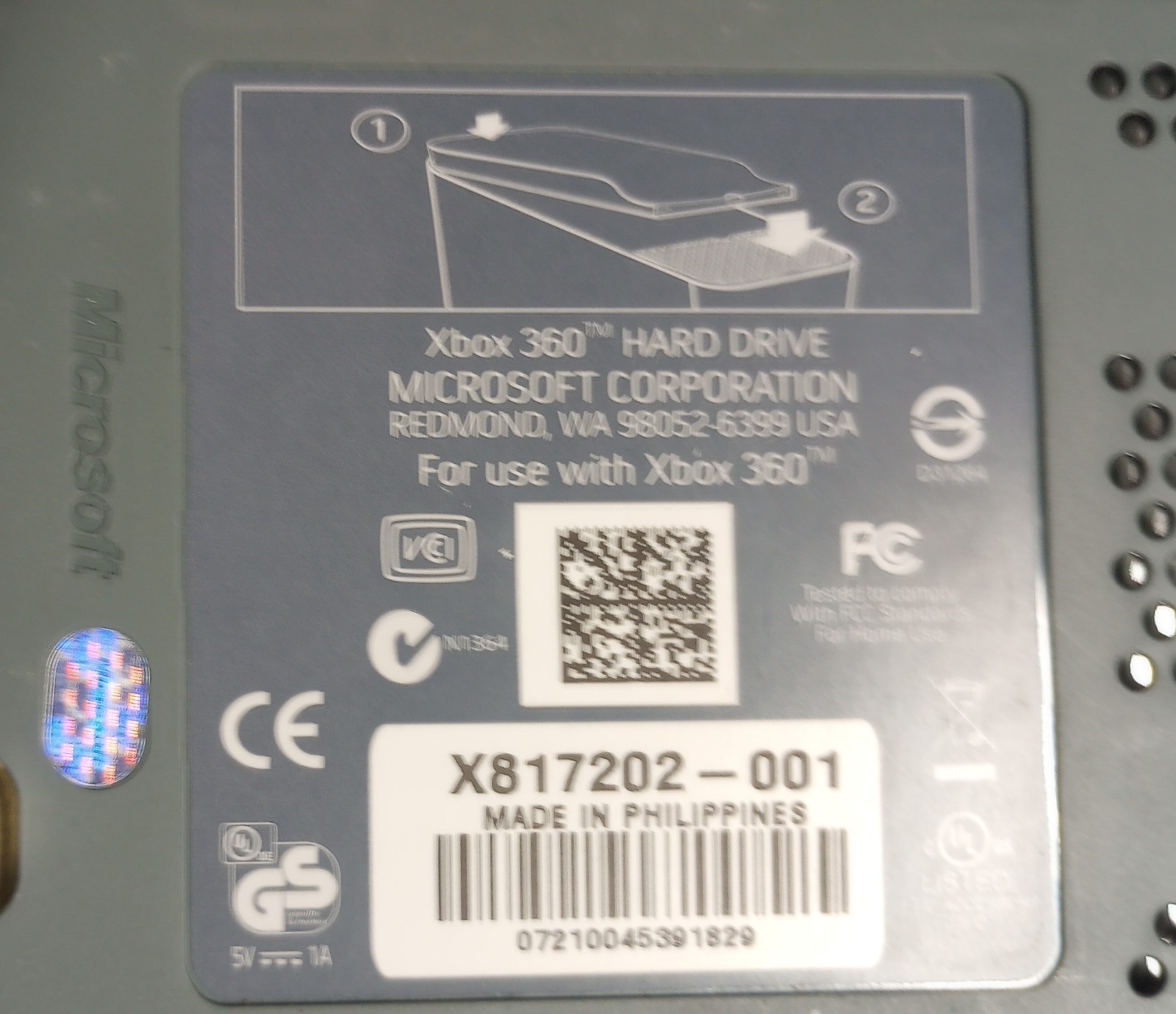 Microsoft Xbox 360 60GB Gray Hard Drive Disc Drive Motherboard Parts 2008 Untest