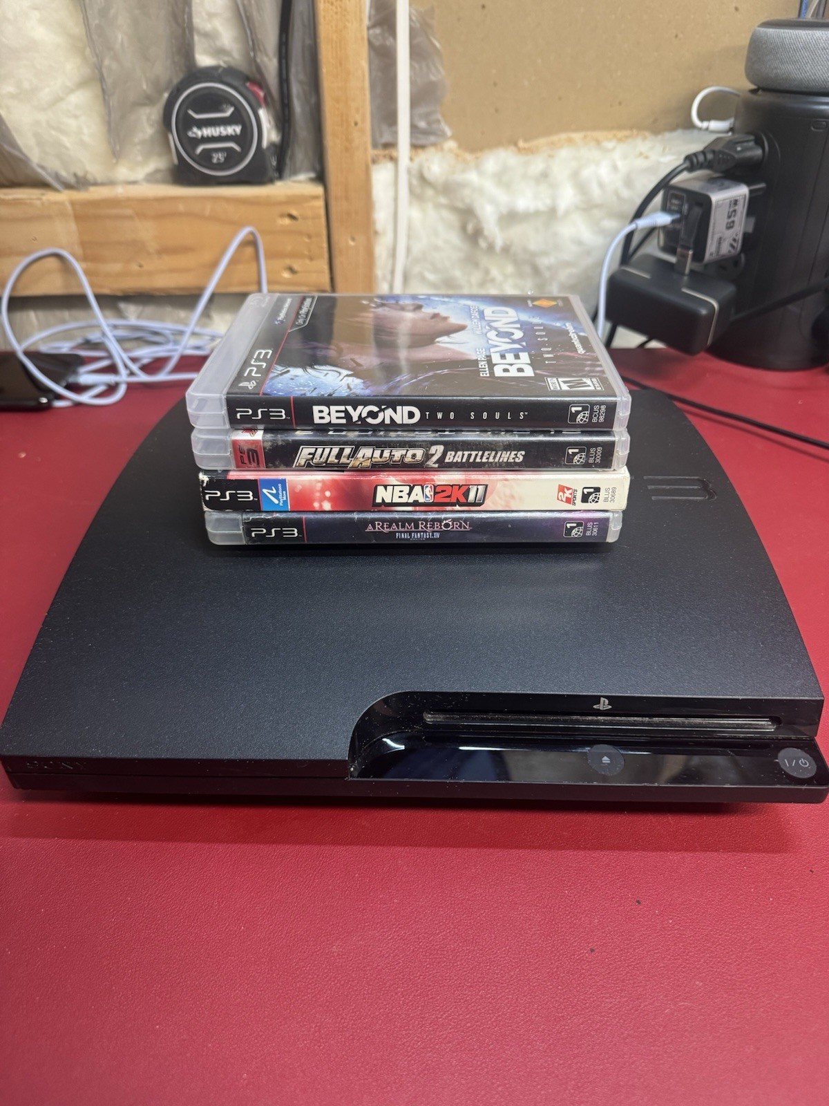 Sony PS3 Slim 160gb Cech-3001A Console Bundle W/ 5 Games No Cord/controllers