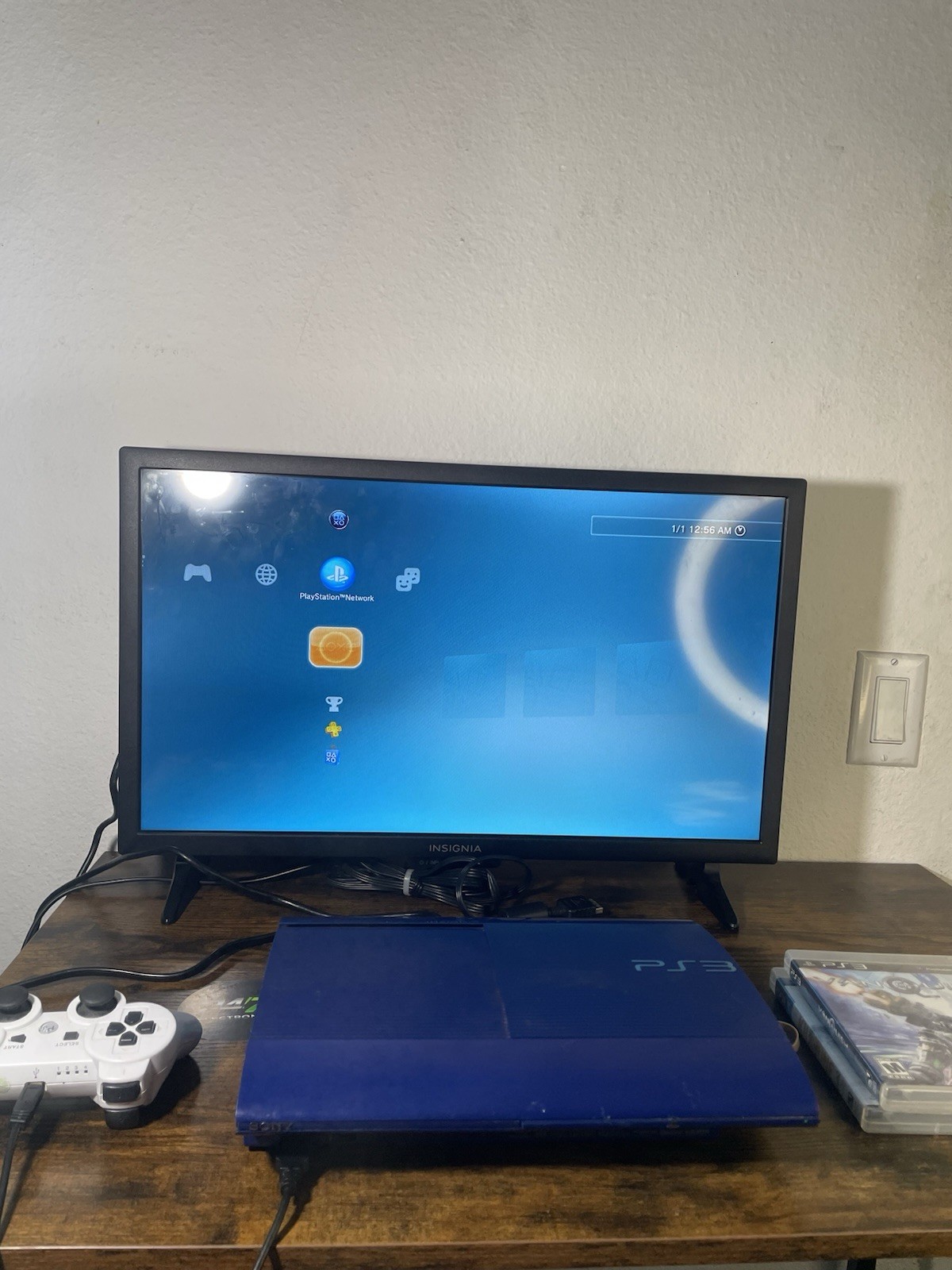 Sony PlayStation 3 PS3 Super Slim 250GB Blue CECH-4201B Bundle Controller TESTED