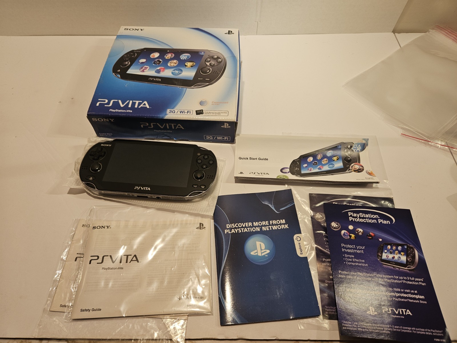 Sony PlayStation Vita Black Handheld Game Console In Box 3G Wifi Model + 16GB
