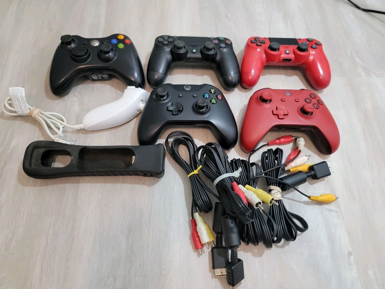 Mixed Video Game Console Accessories Lot – Controllers Cords Adapters
