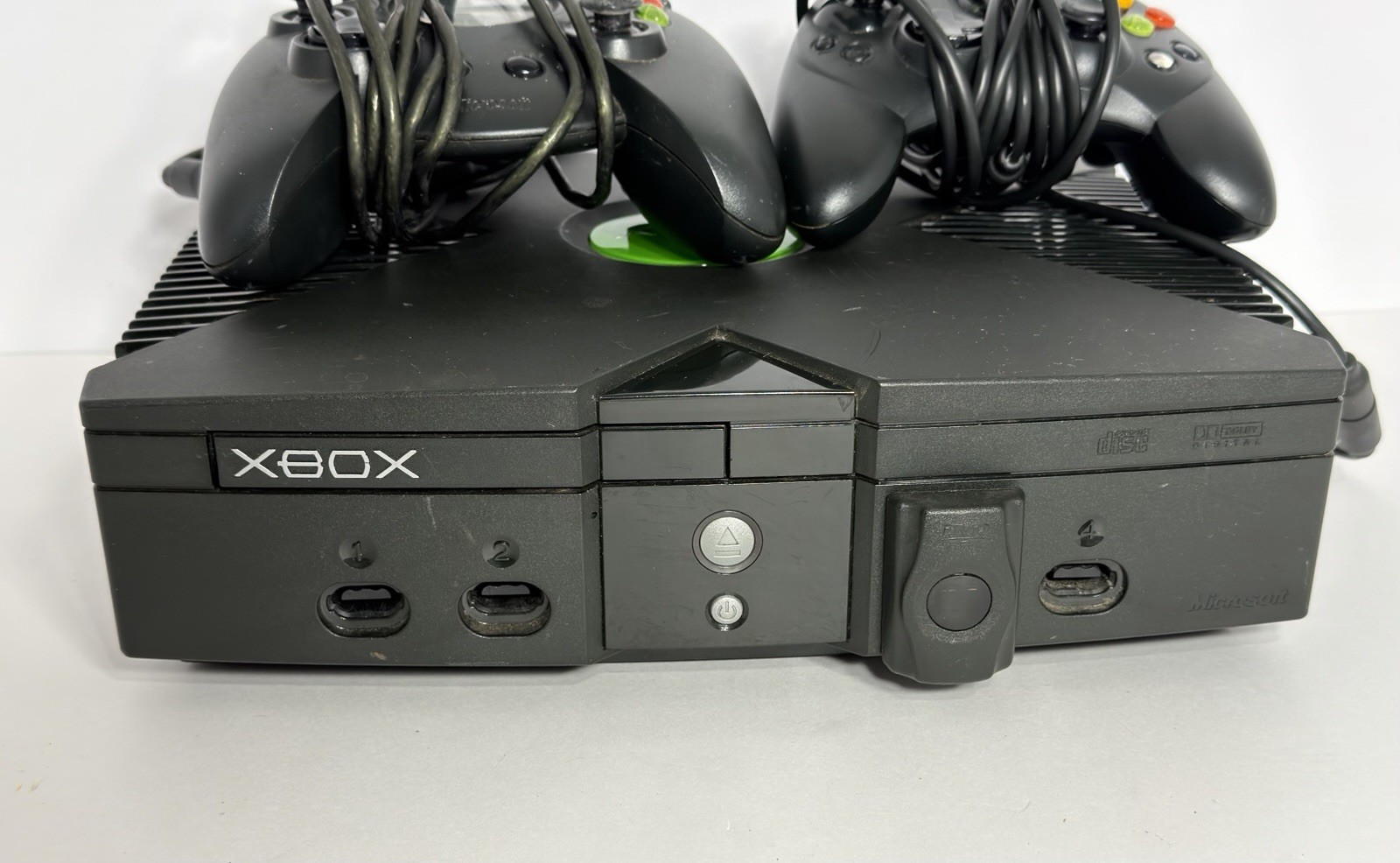 Microsoft Xbox Original Black Console Bundle 2 Wired Controllers Parts Repair