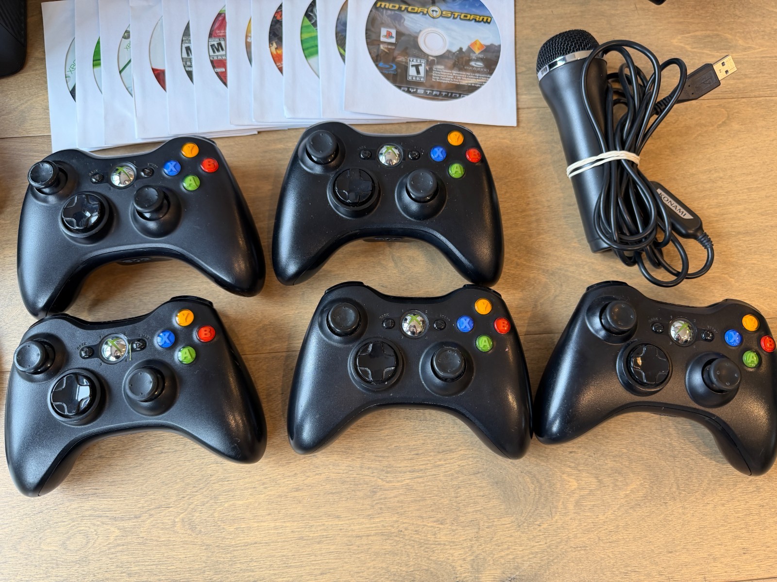 Xbox 360 E Console 250GB Bundle, Kinect, 5 Controllers, Power, 37 Games TESTED