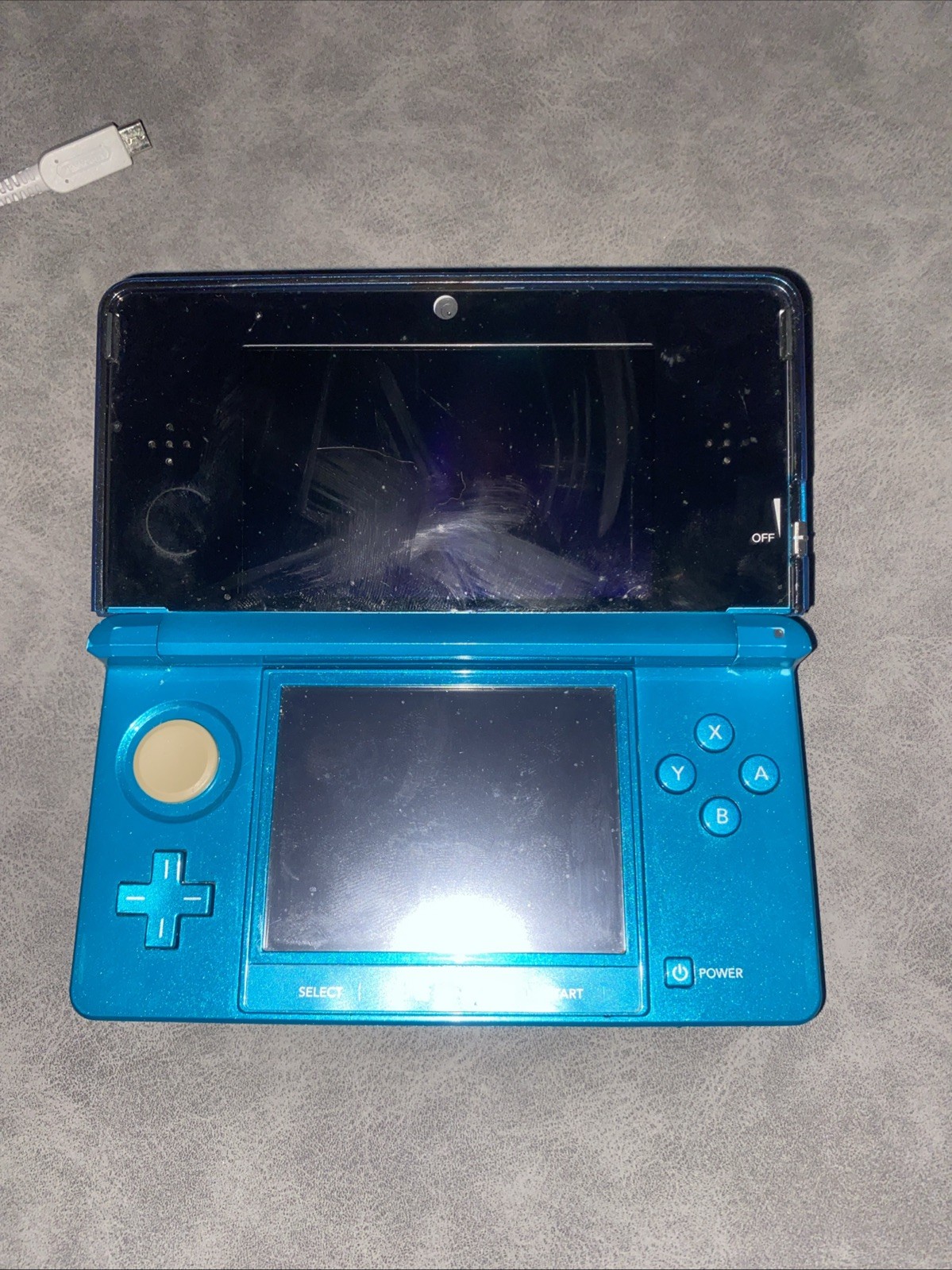 Nintendo 3DS Handheld System Aqua Blue w/ Stylus & Charger, Tested-Working