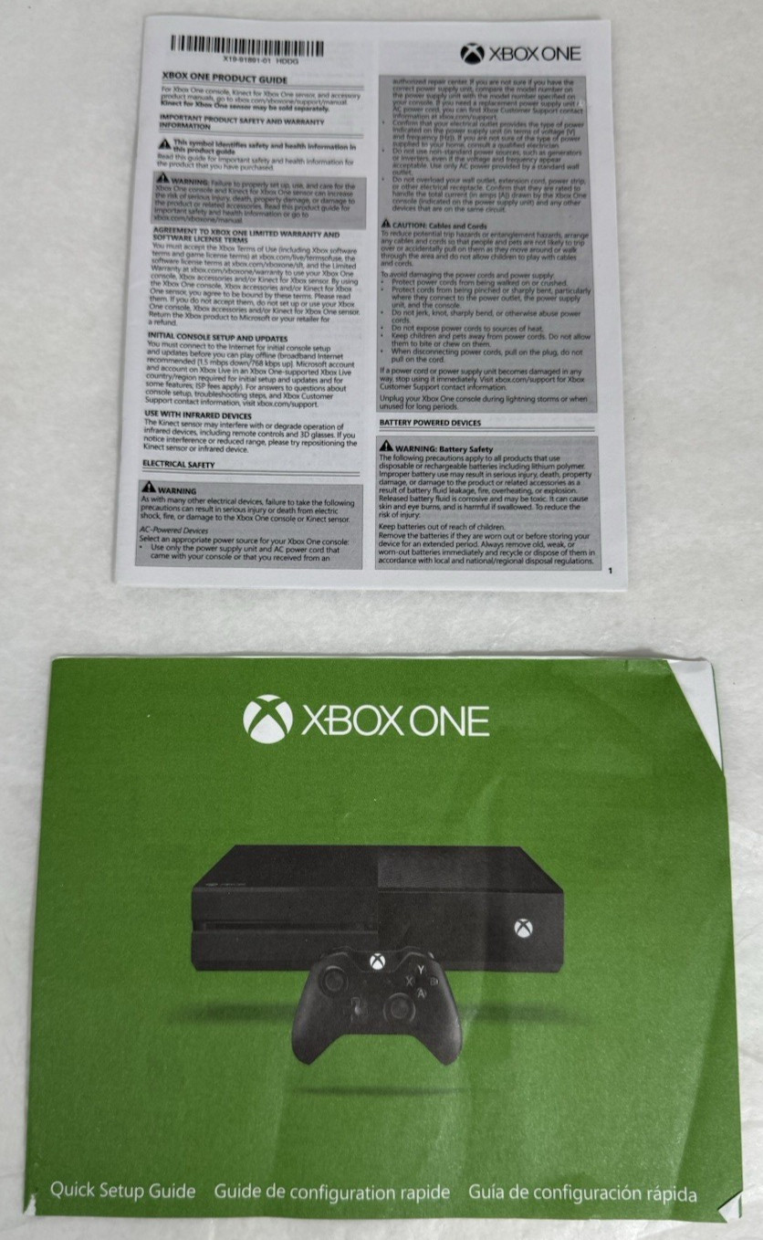 Original Microsoft Xbox One Model 1540 Console Original Box W/Controller & Cords