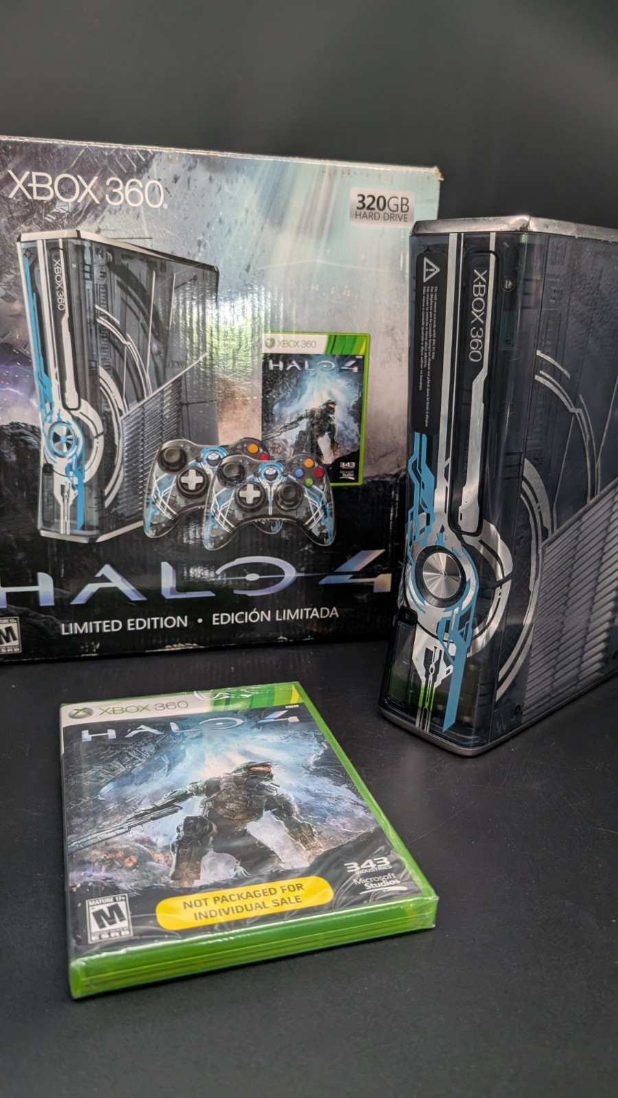 Xbox 360 Slim: Halo 4 Limited Edition Console In Box Tested Working CLEAN
