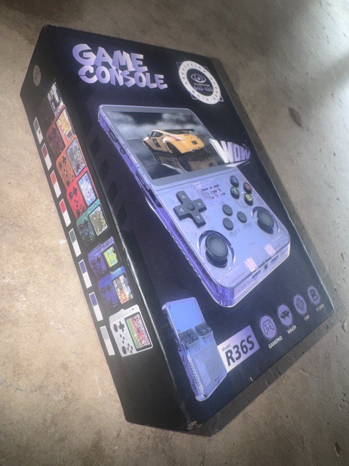 R36S Handheld Game Console 640×480 Quad-Core 1GB RAM Purple PSP N64 PS1 GBA