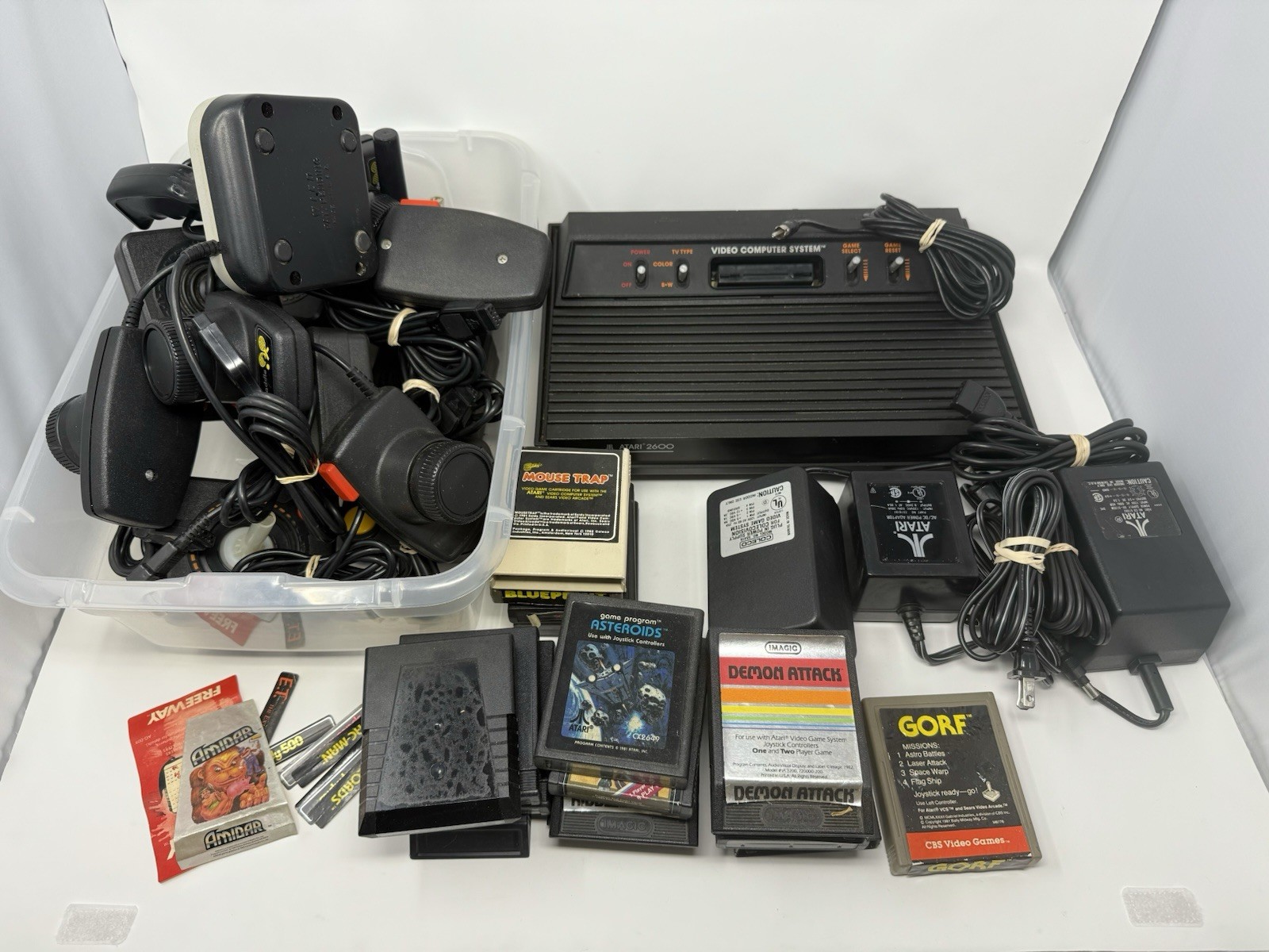 Atari 2600 Black Game Console with Games And Controllers All Untested