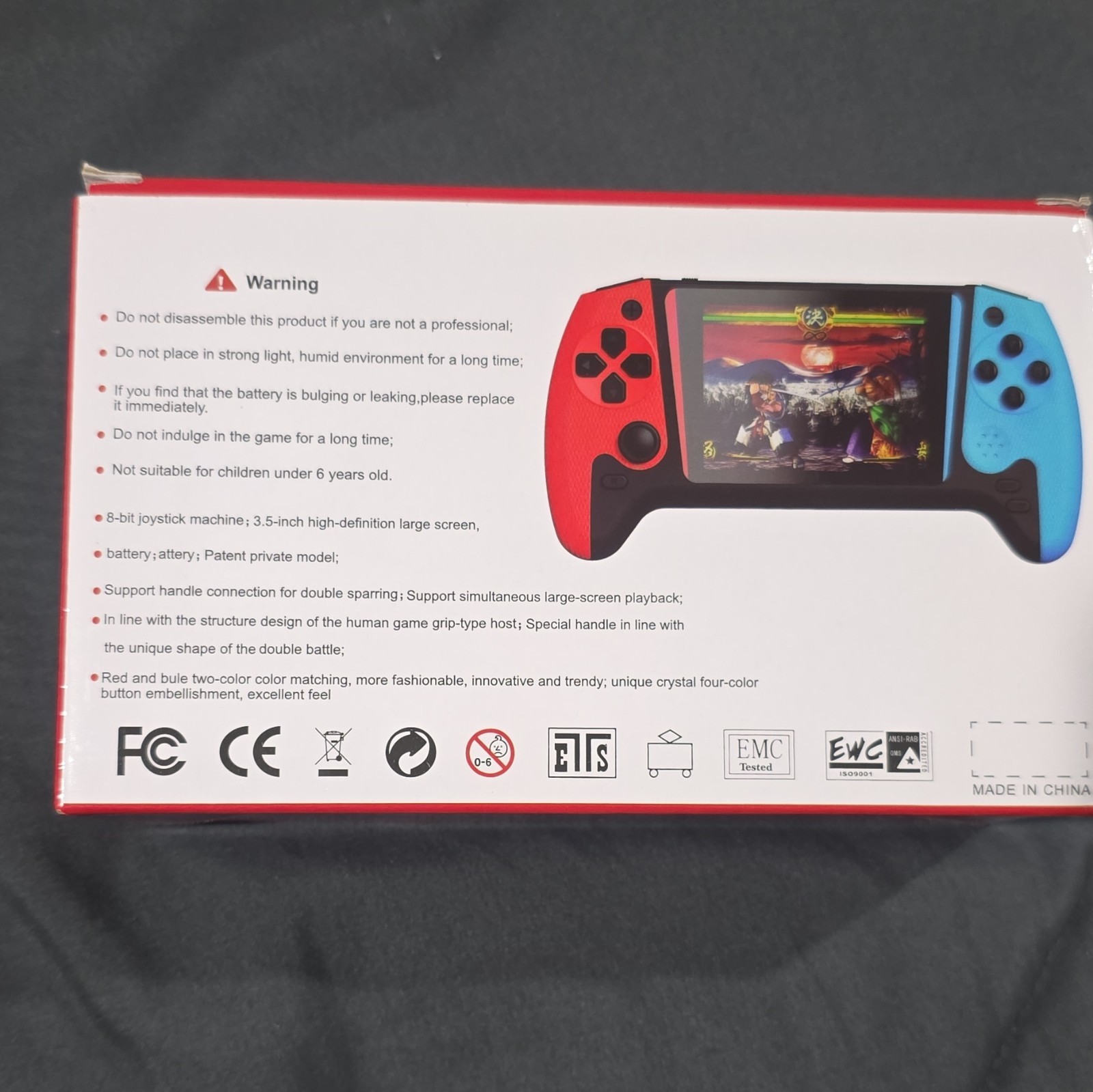 Q21 Handheld Game Console Joystick w/ 3.5in HD Screen USB, Red/Blue