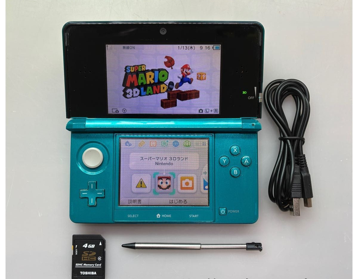 Nintendo 3DS Aqua Blue CTR-001 Tested Working Authentic Japan Tracking
