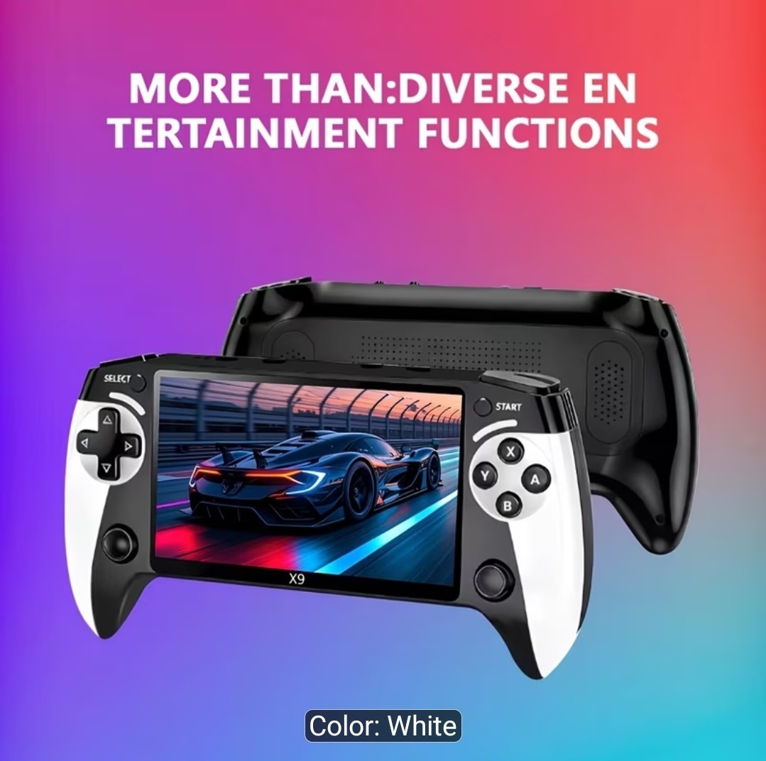 X9 5.5″ Screen Retro Handheld Game Console, HDMI USB TV Output White/Black