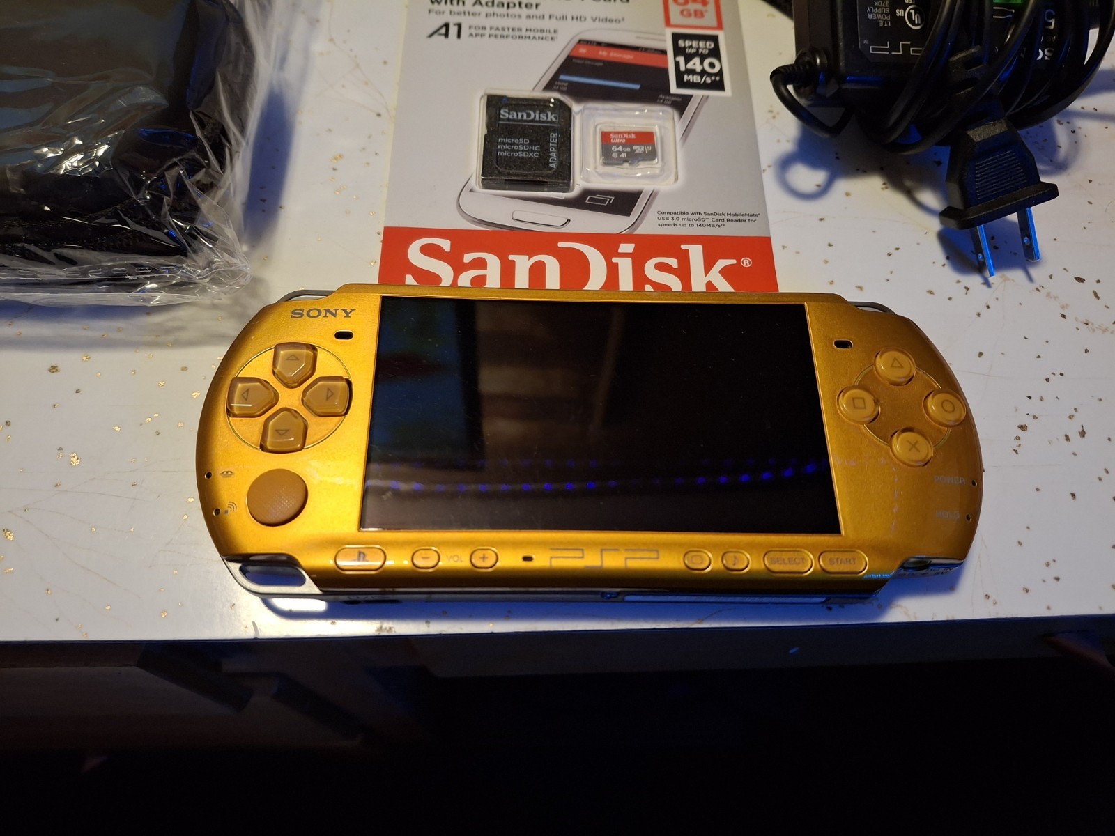 Sony PSP 3000 System Bundle w/ New 64GB Memory Card, Battery & Charger