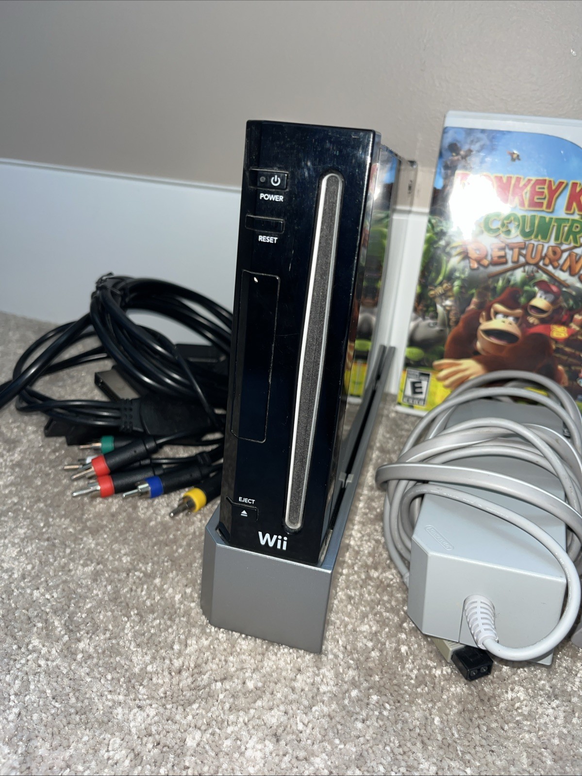 Black Nintendo Wii Console Gamecube Compatible RVL-001 Tested Include Game READ.