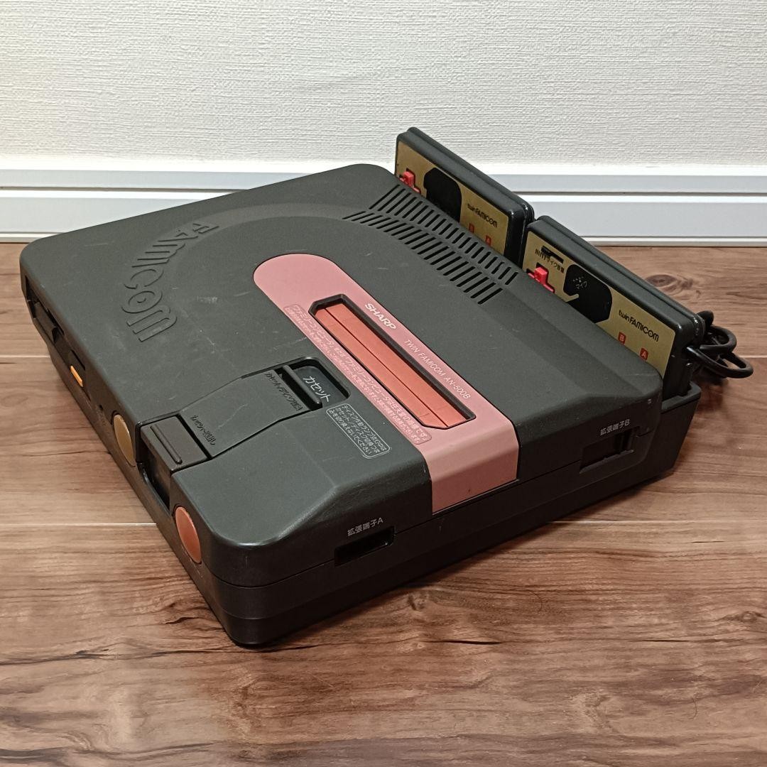 Sharp Twin Famicom Console Black Pink Tested Working Cartridge Disk System Japan