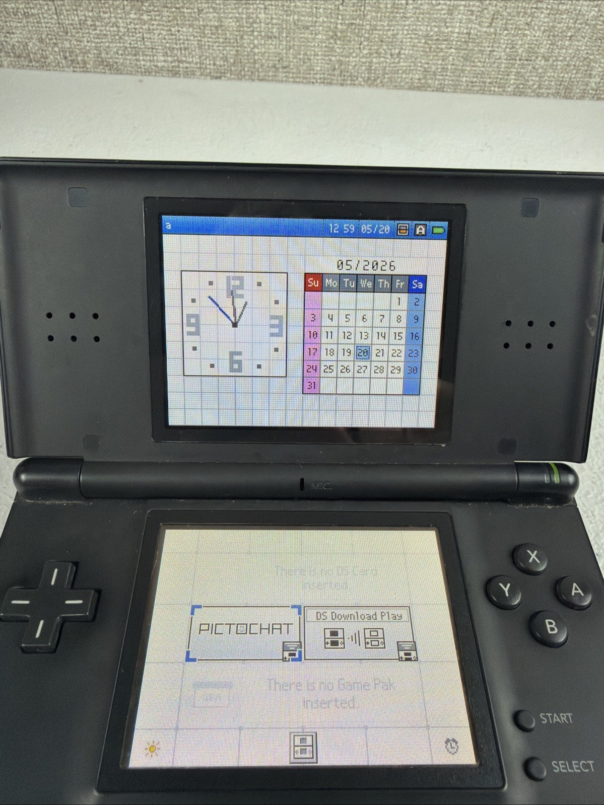 Nintendo DS Lite Onyx Black USG-001 Console Only No Charger Or Stylus Tested