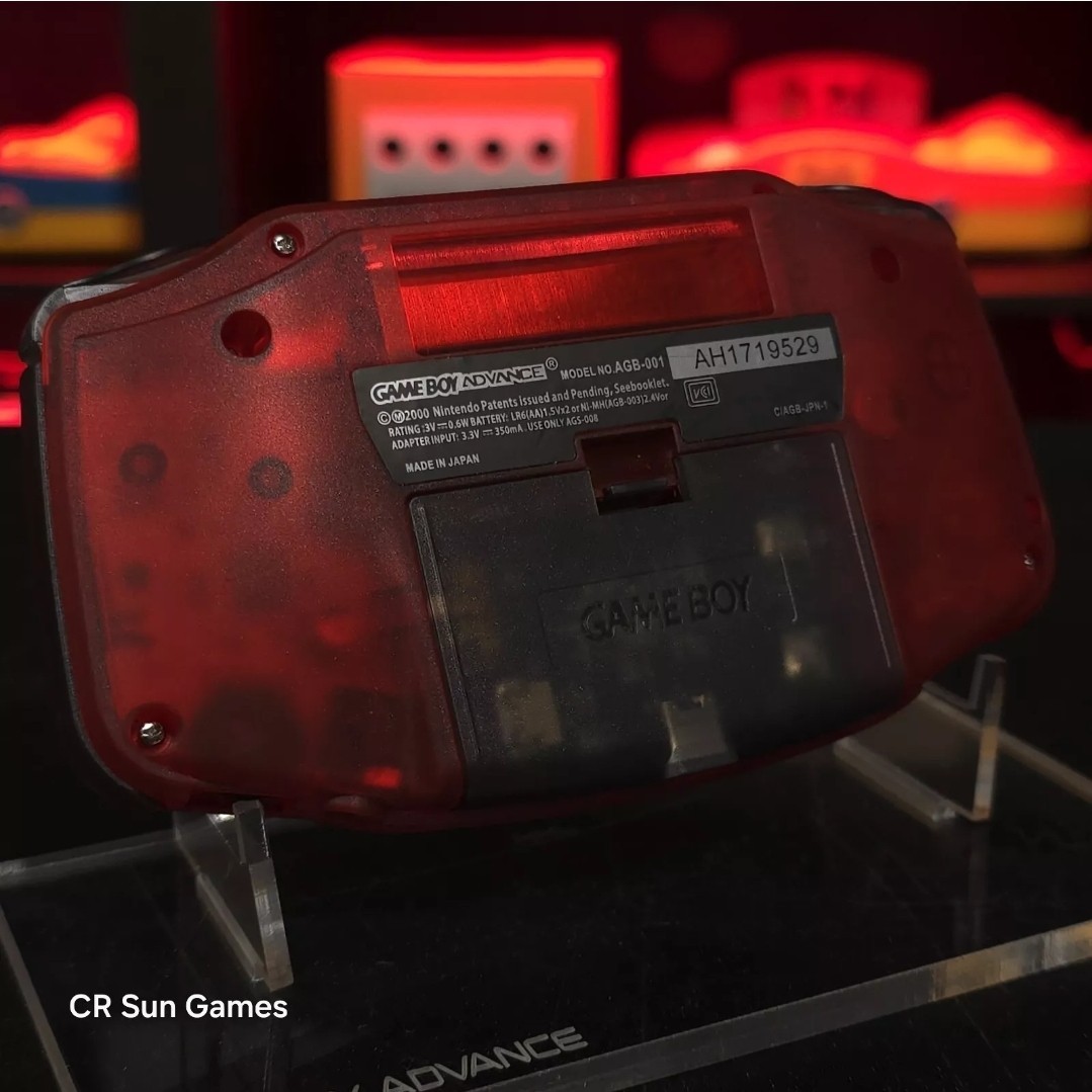 Clear Red Game Boy Advance GBA iPS V5 USB-C 1800 mAh Rechargeable Battery