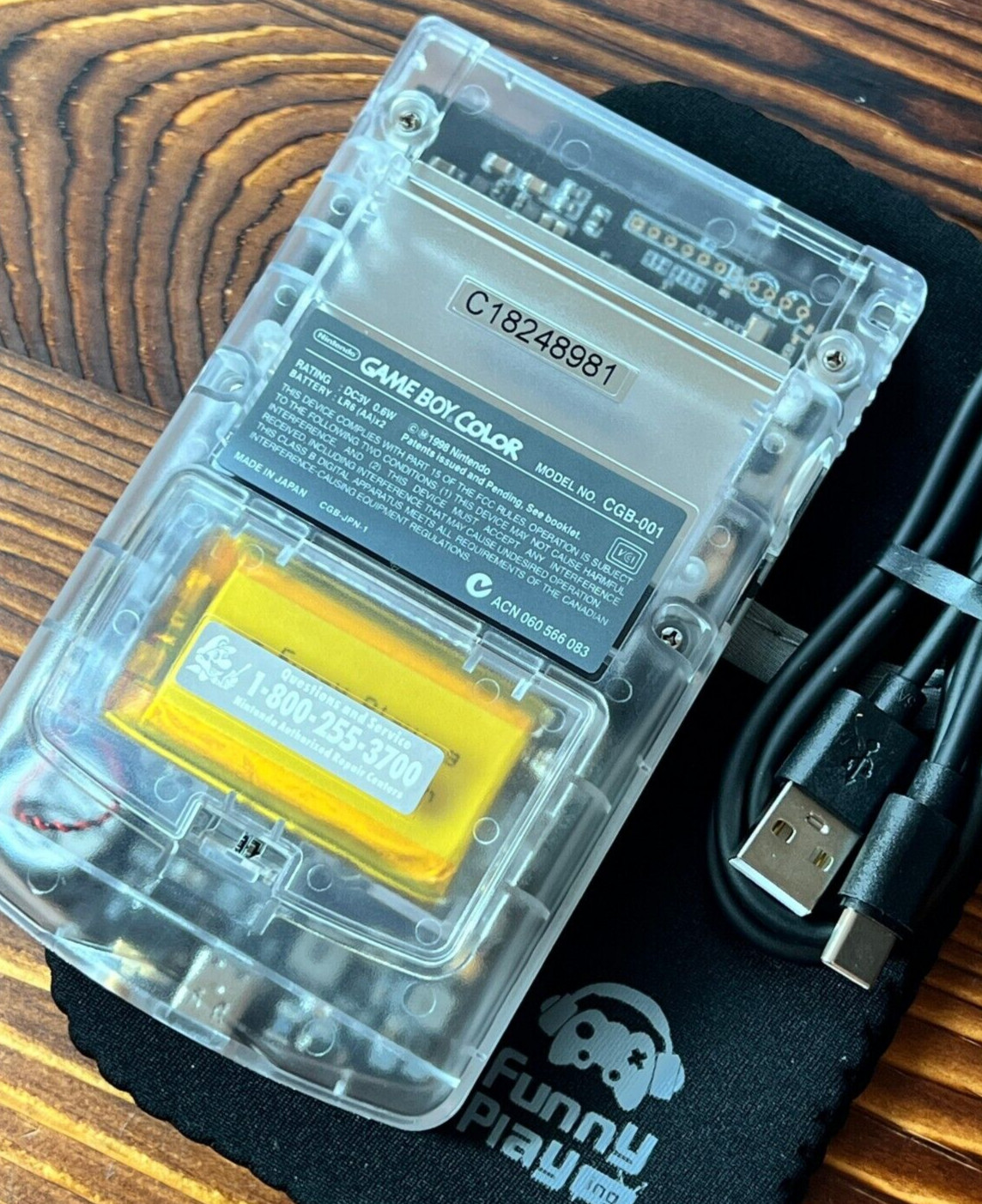 Clear 💎 FPGBC Gameboy Color GBC Funnyplaying XL IPS Screen USB-C Console
