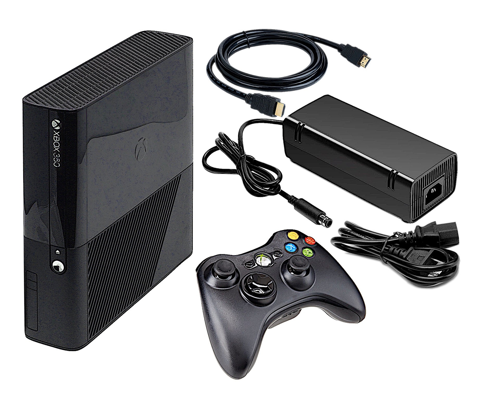 Authentic Xbox 360 4GB Console System E Black + Controller + Cords + US Seller