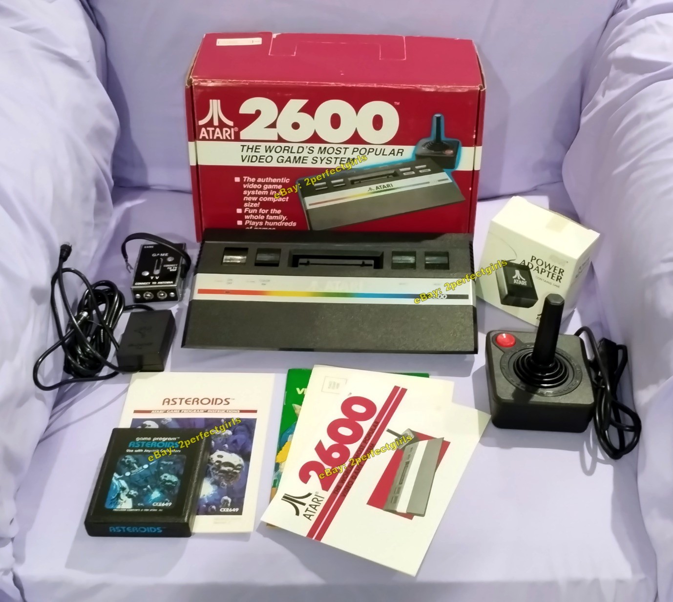Atari Jr 2600 Rainbow Console CIB w/ALL ORIG Inserts 1987 NM+ HTF TESTED