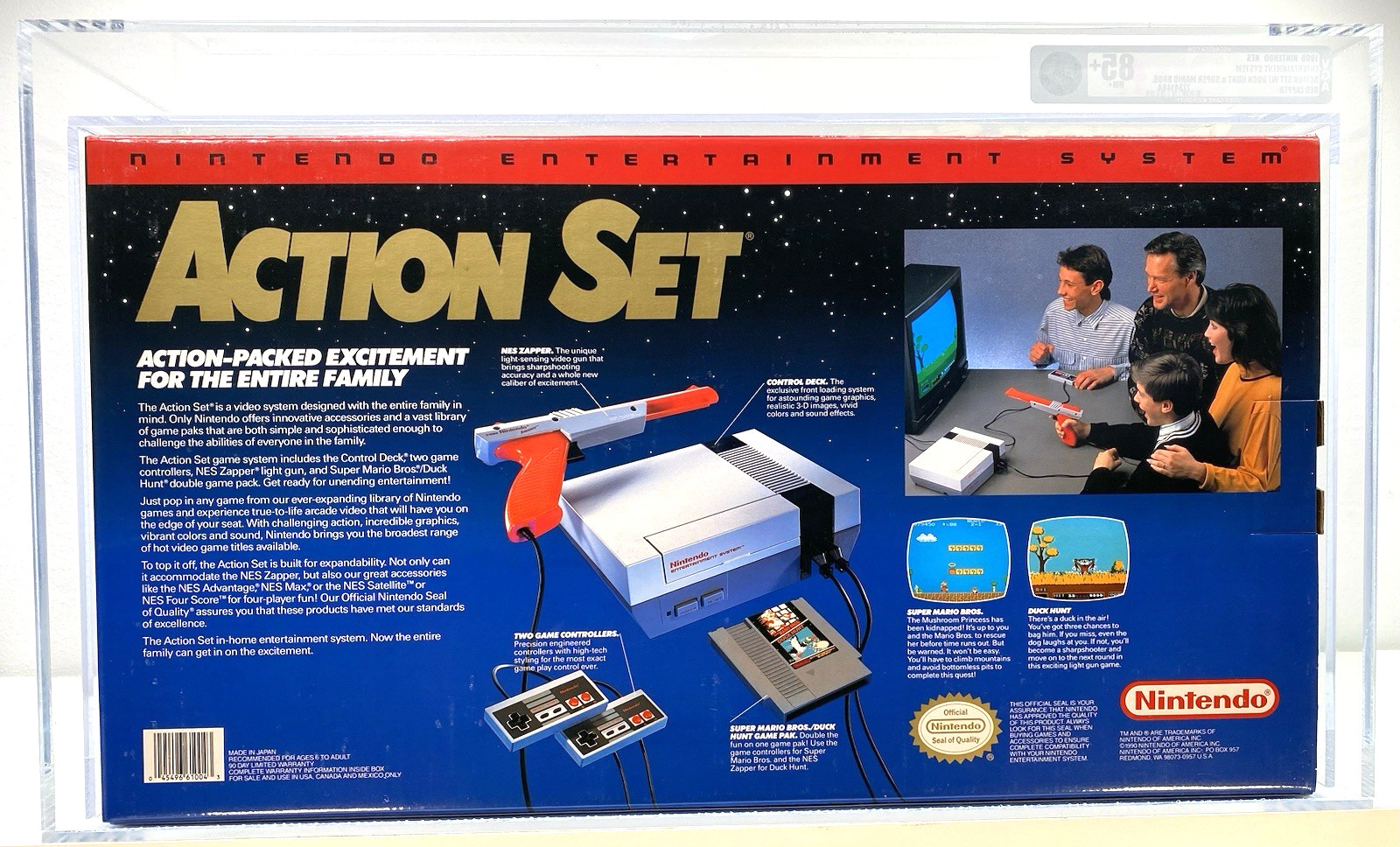NES Nintendo Action Set Red Zapper System Console New Sealed VGA 85+ TOP POP