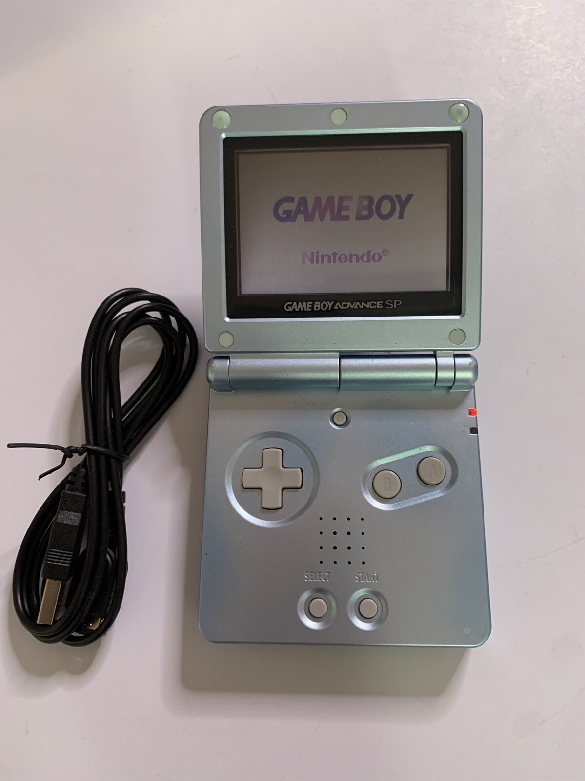 Nintendo Game Boy Advance SP Light Blue Metallic Console with Charger