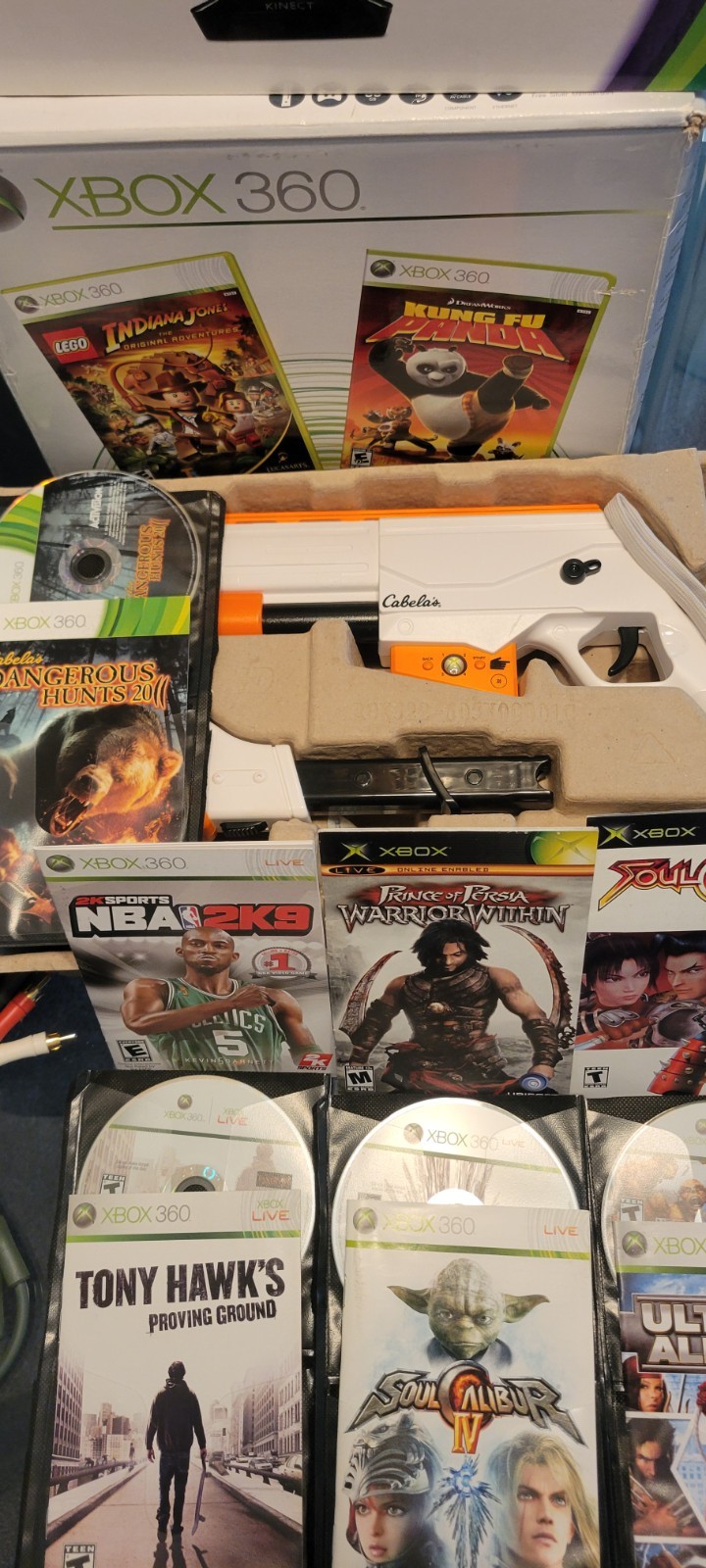 Xbox 360 Pro console 60 GB ,bundled : Kinect Camera,Cabela’s Dangerous Hunts