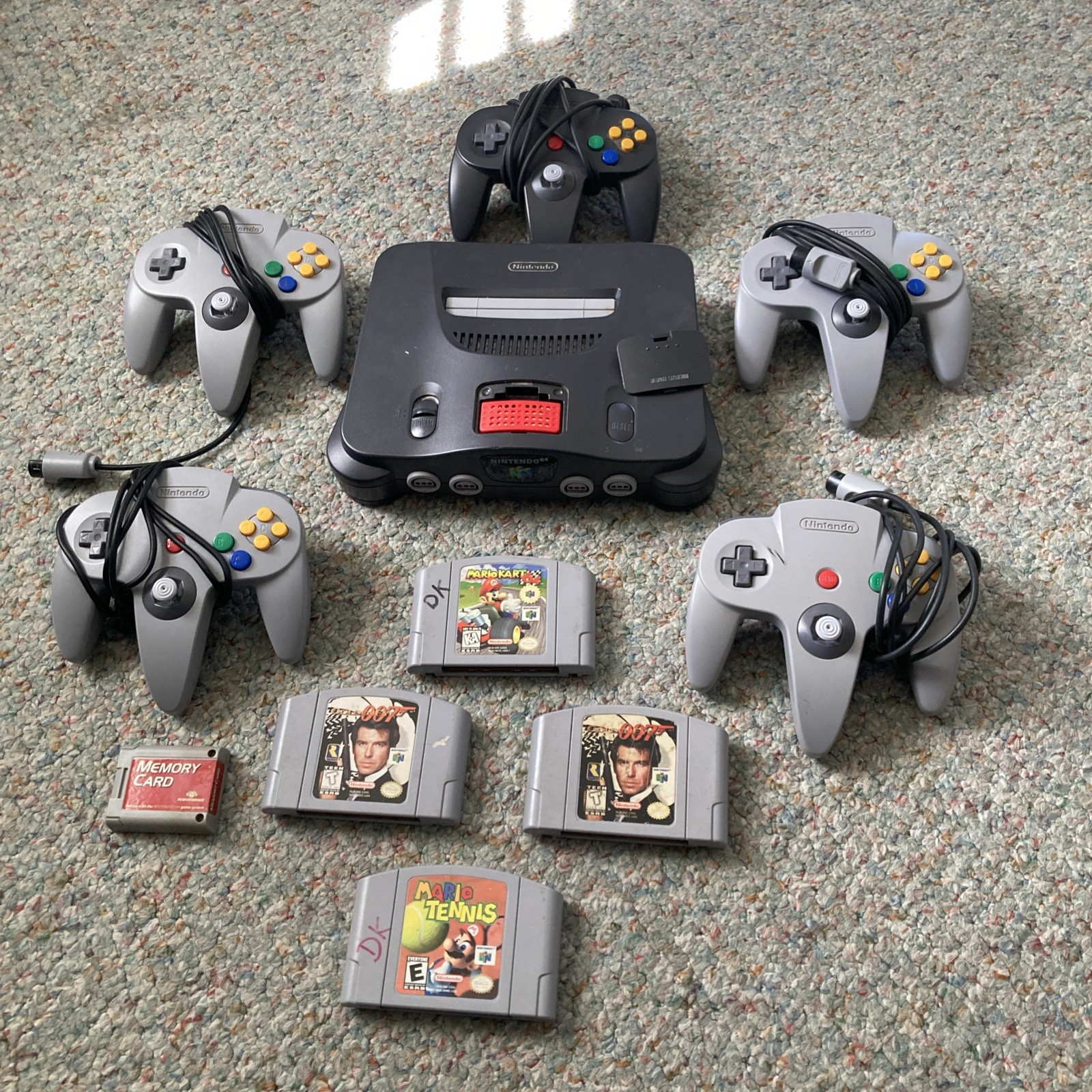 N64 Console + Expansion Pack + 5 Controllers Oem Nintendo + 4 Games UNTESTED
