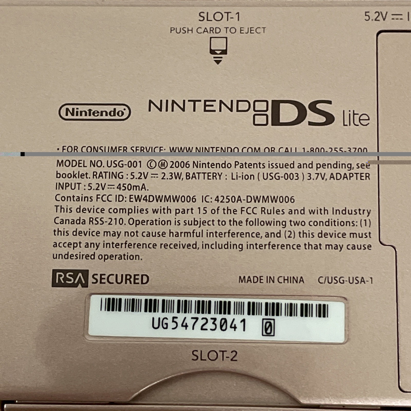 Nintendo DS Lite Handheld Console – METALLIC ROSE GOLD – w/ Slot And GAME!