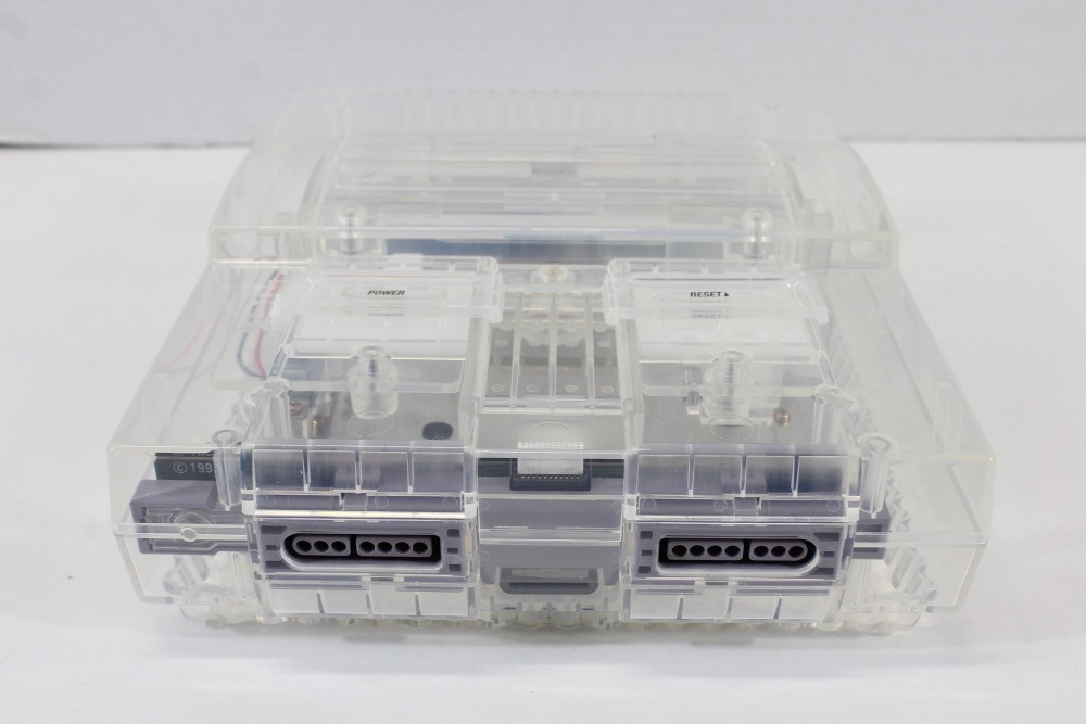 Super Nintendo Transparent Crystal Clear Console SNES SFC Convert AV AC Adapter