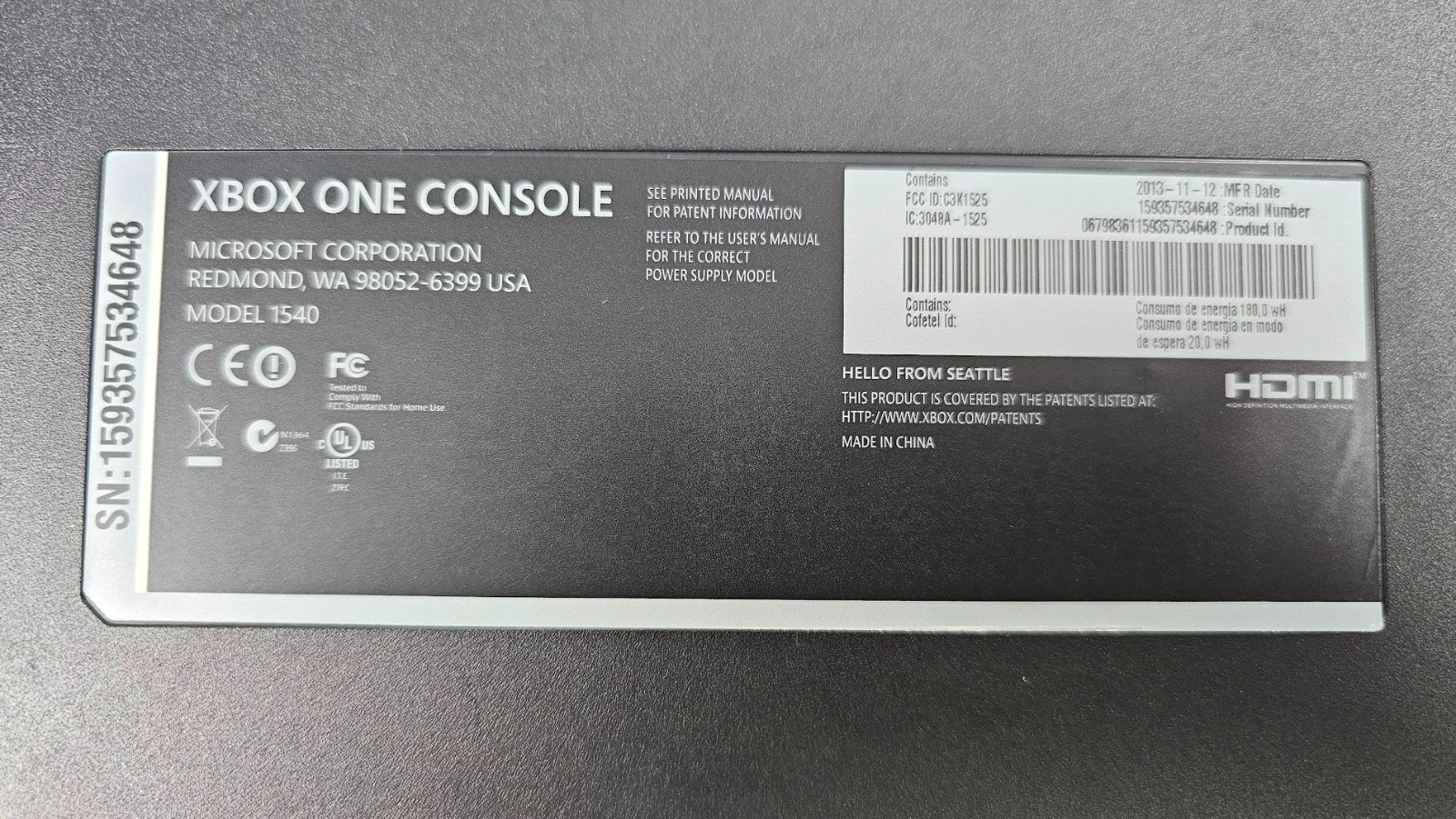 Microsoft Xbox One Original Console Only | Model 1540 Black | Tested | No Cables