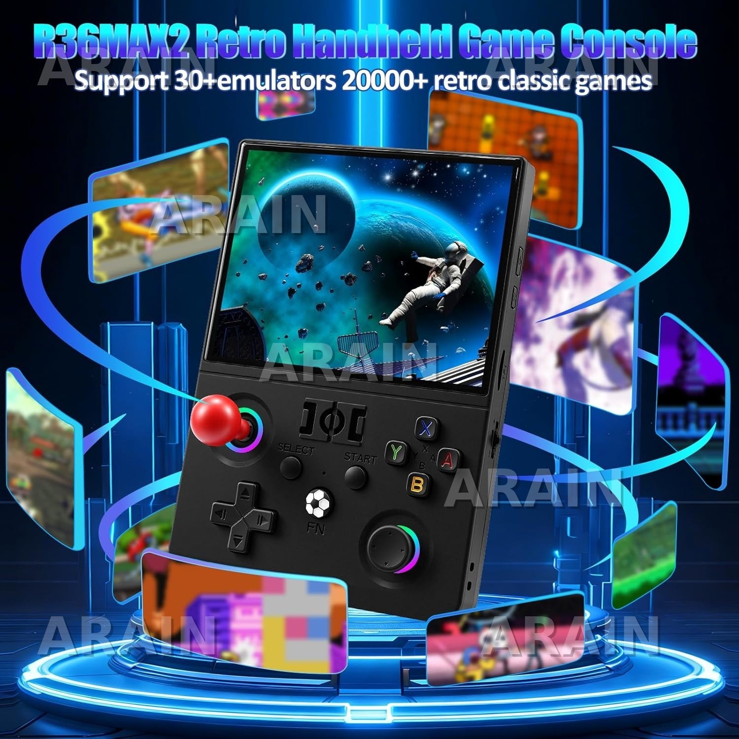 R36MAX 2 Retro Handheld Game Console, Large 4.5 Inch IPS HD Screen, Classic Game