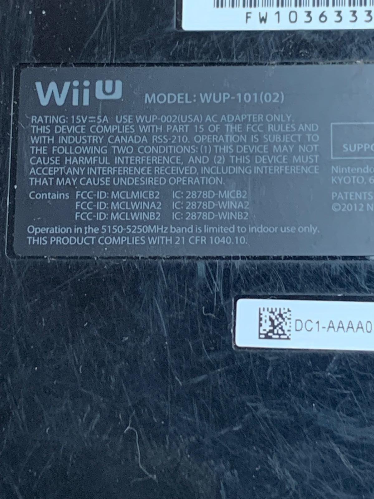 ✨ Nintendo Wii U 32GB WUP-101(02) Console AC Adapter Cords Bundle no picture✨