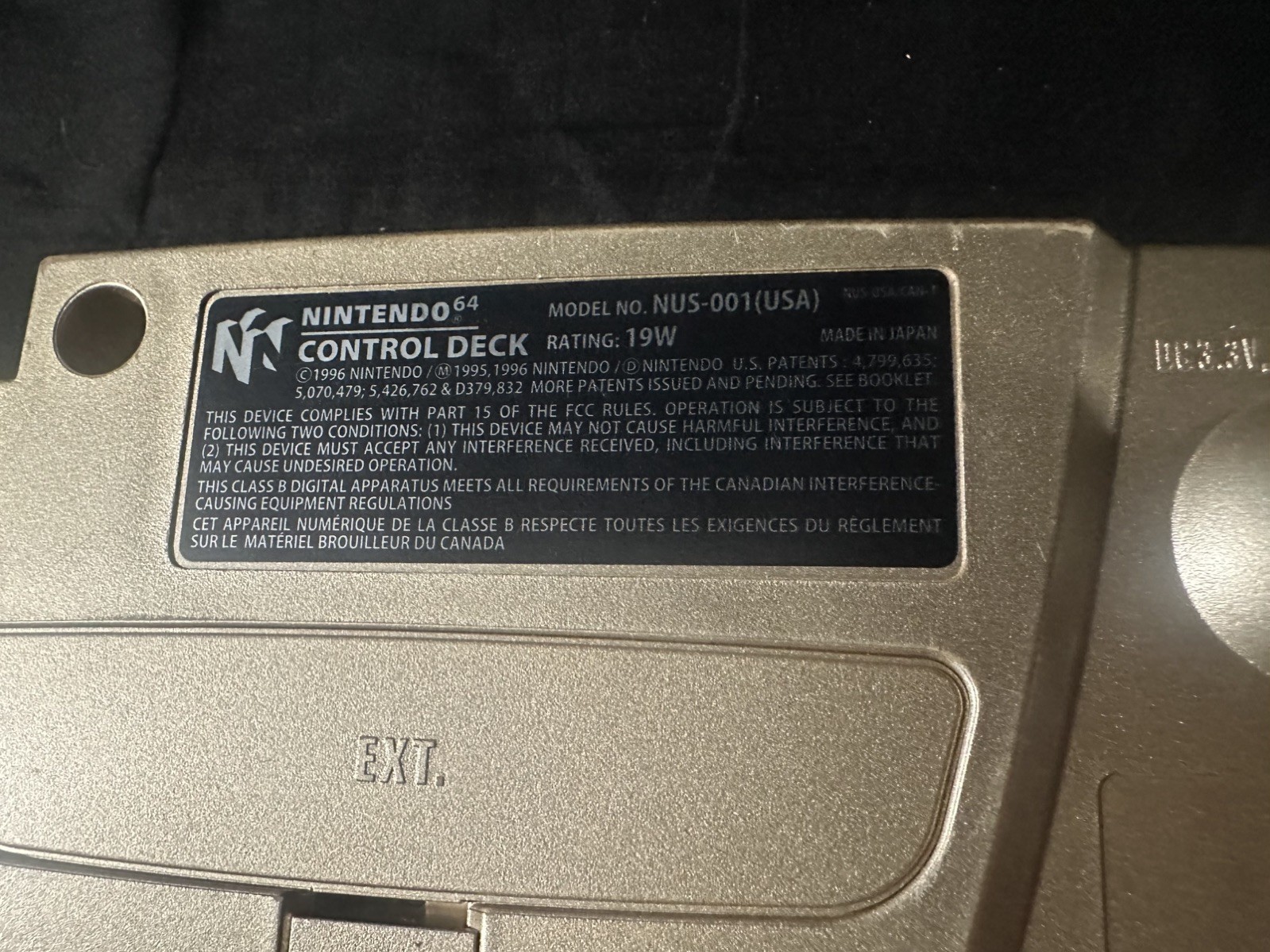 Nintendo 64 Gold Game Console NUS-001 Bundle with 1 Controller USA Model