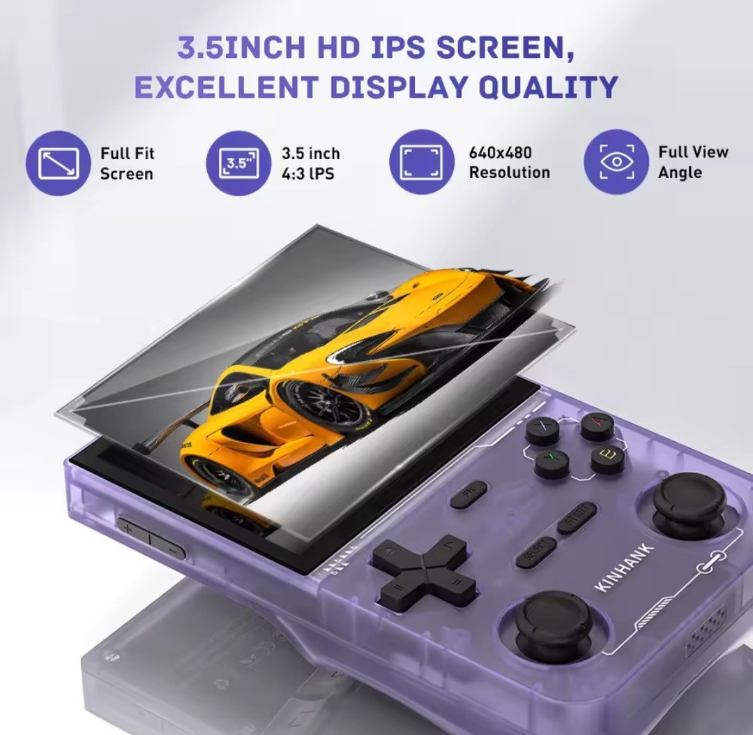 KINHANK K36 Retro Handheld Game Console 16000 Games 3.5″ IPS Screen PURPLE