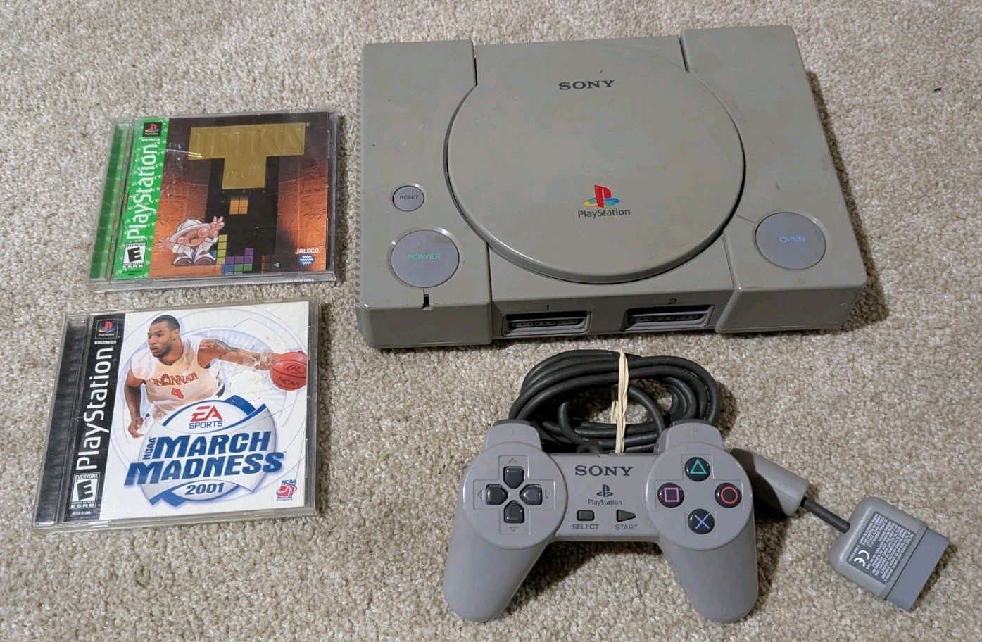 Sony Playstation 1 PS1 Console Bundle 1 Controller 2 Games Tested Parts Repair