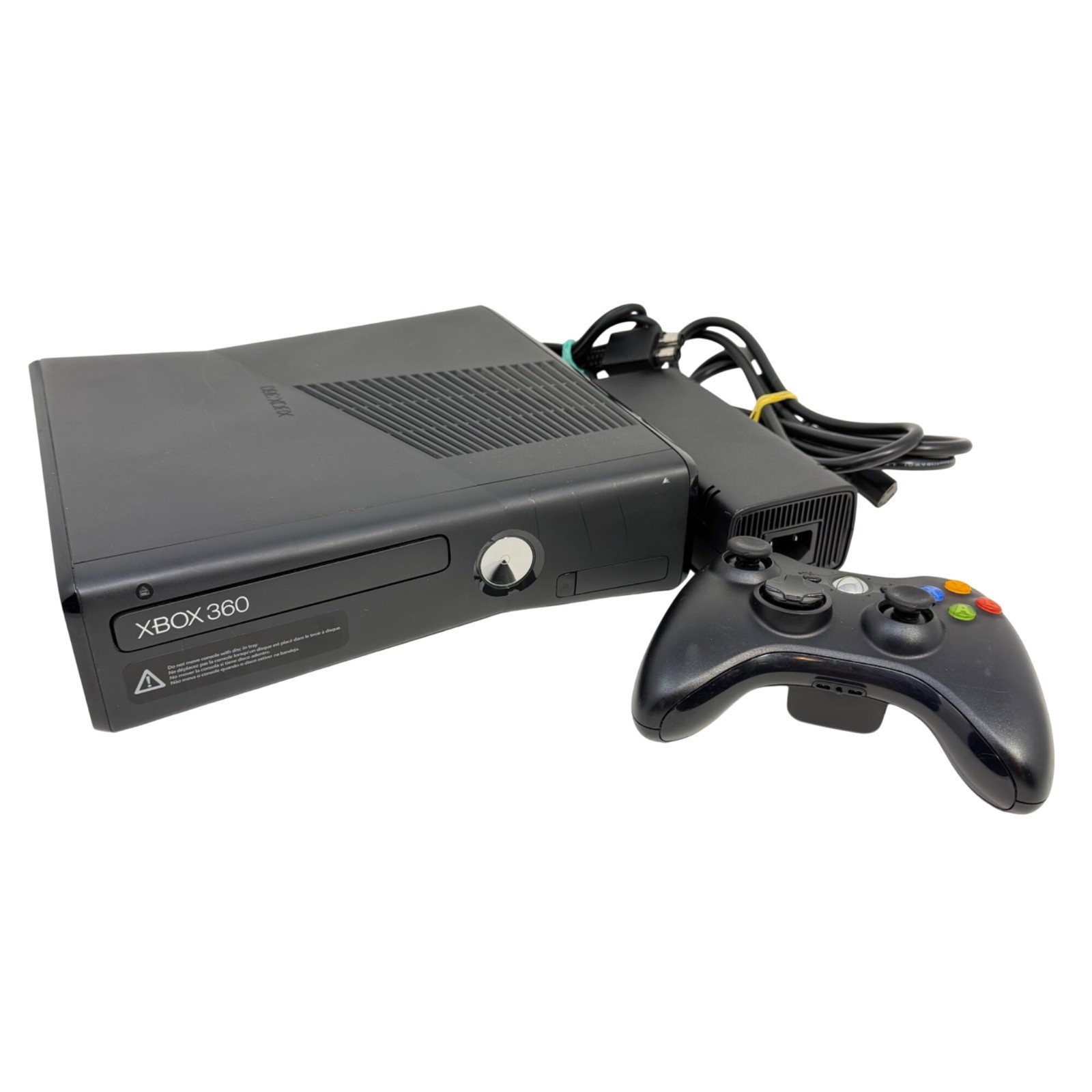 Microsoft XBox 360S Slim 250GB Black Console Bundle W/ Conroller, 3 Games Tested